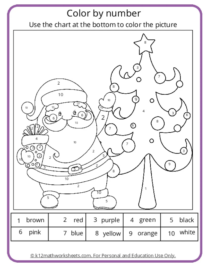 Christmas Color By Number Pages