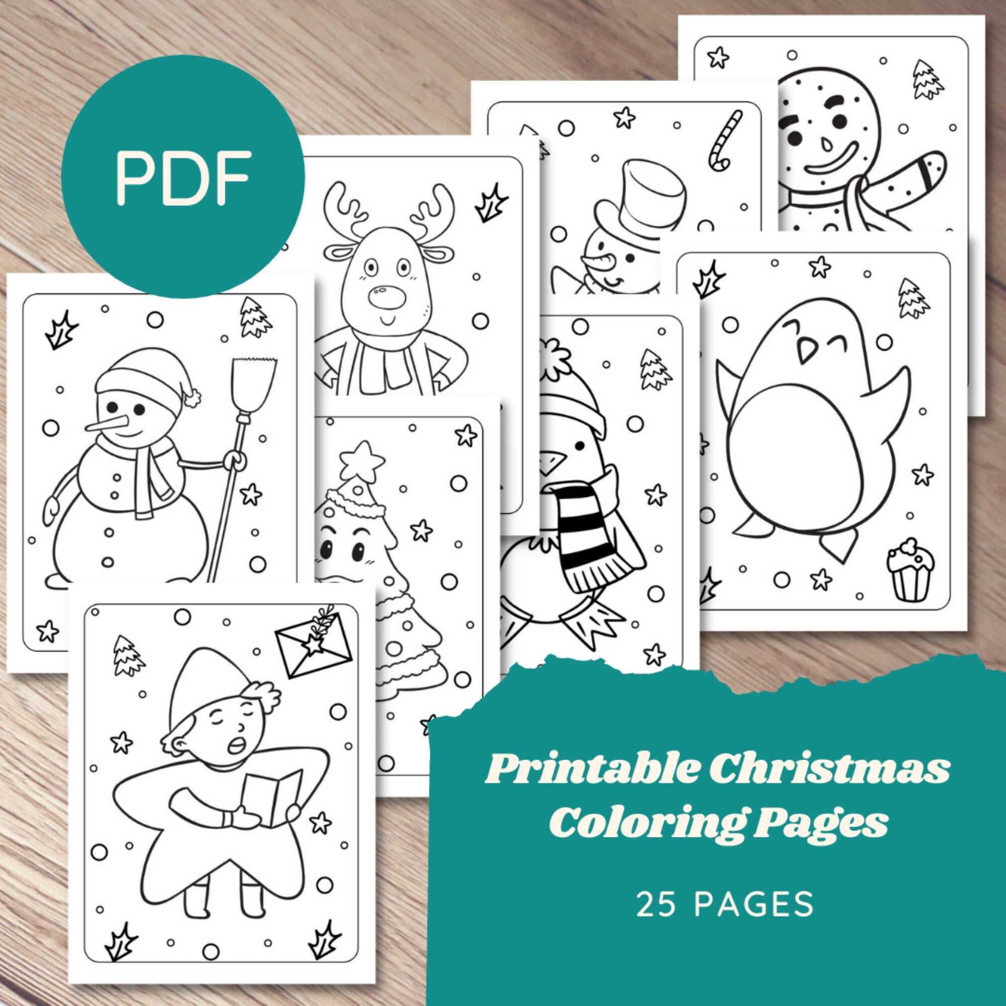 Christmas Coloring Pages For Kids Printable PDF Instant Download Holiday Kids Activity Etsy