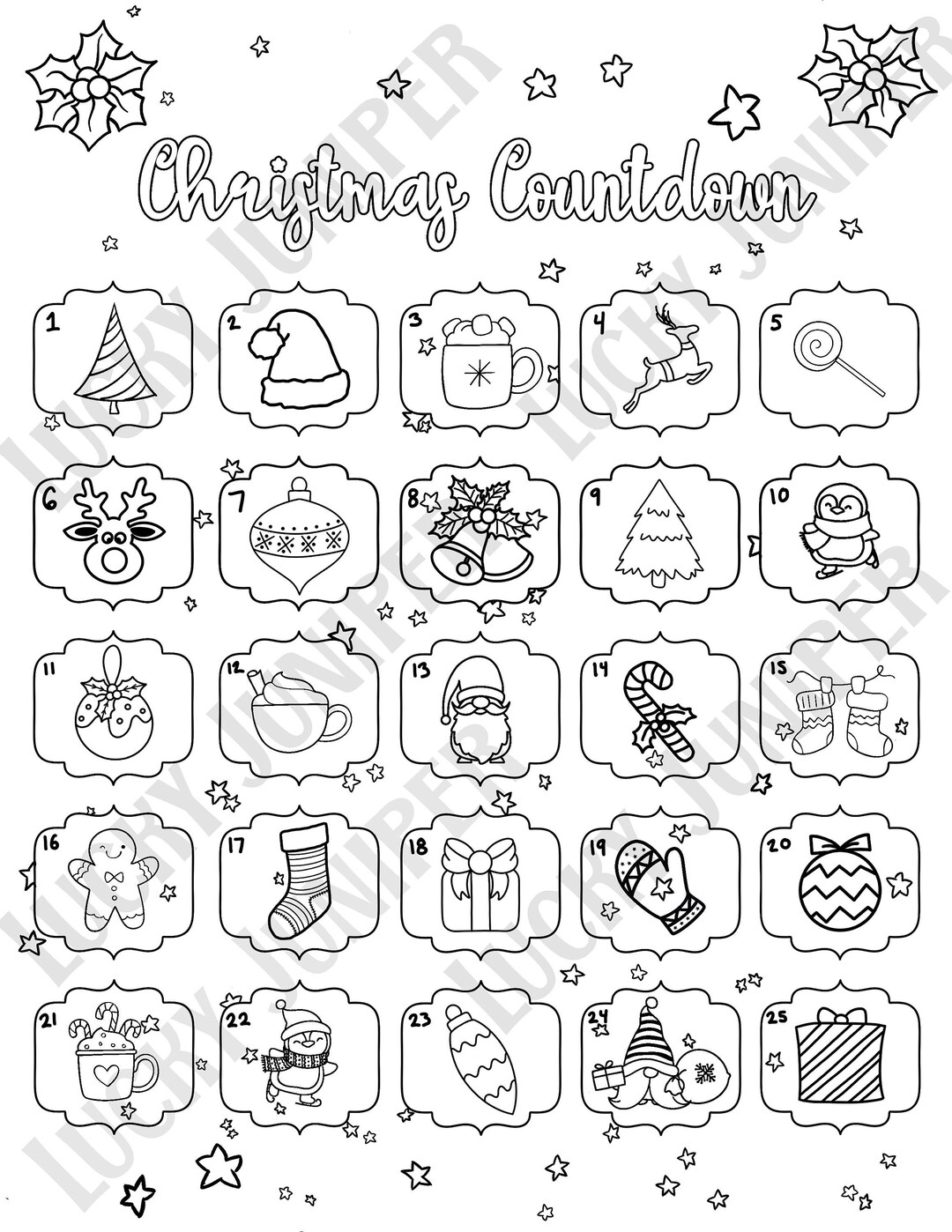 Christmas Countdown Printable Coloring Pages Advent Calendar Holiday Etsy Christmas Countdown Printable Coloring Pages Advent Calendar Holiday Etsy