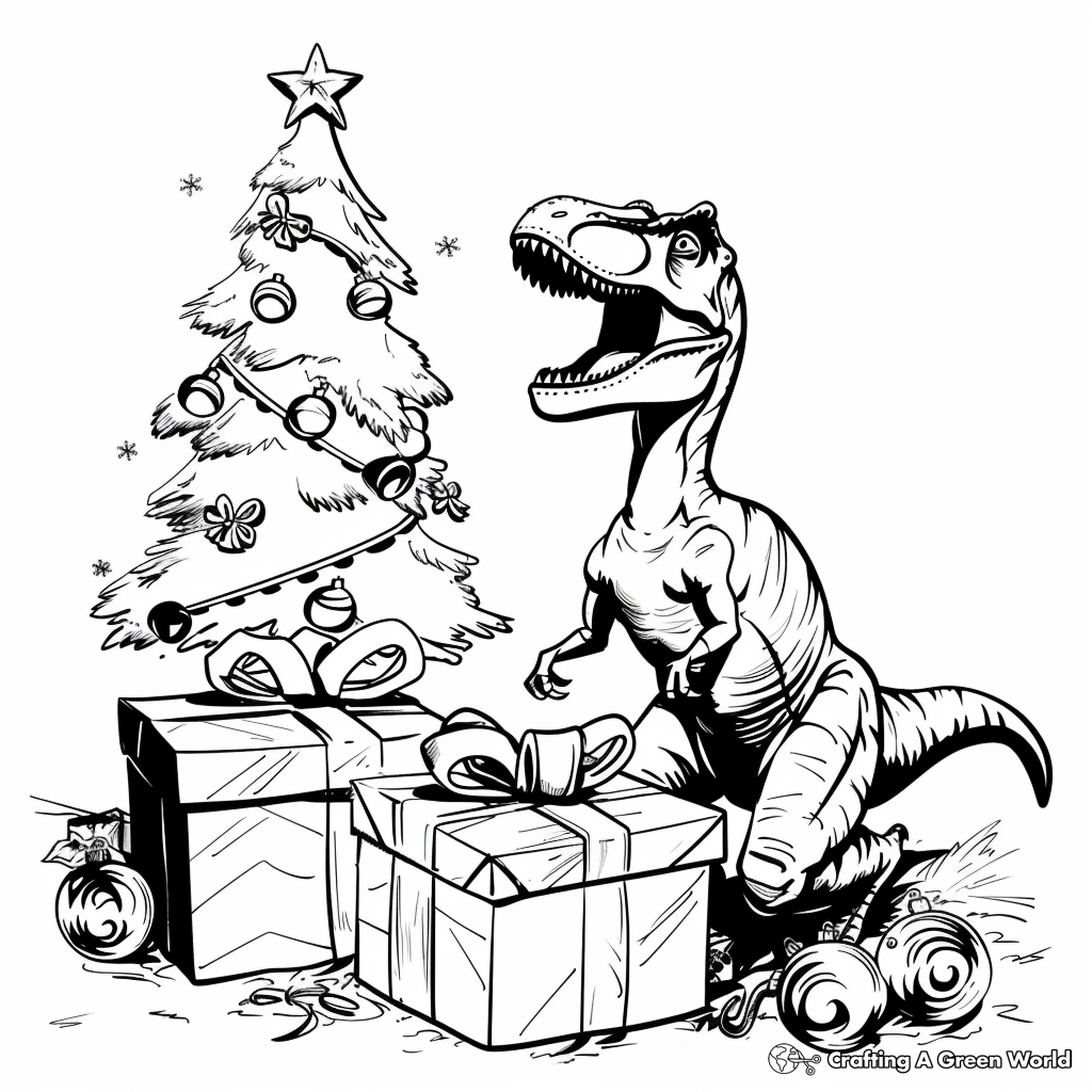 Christmas Dinosaur Coloring Pages Free U0026 Printable 