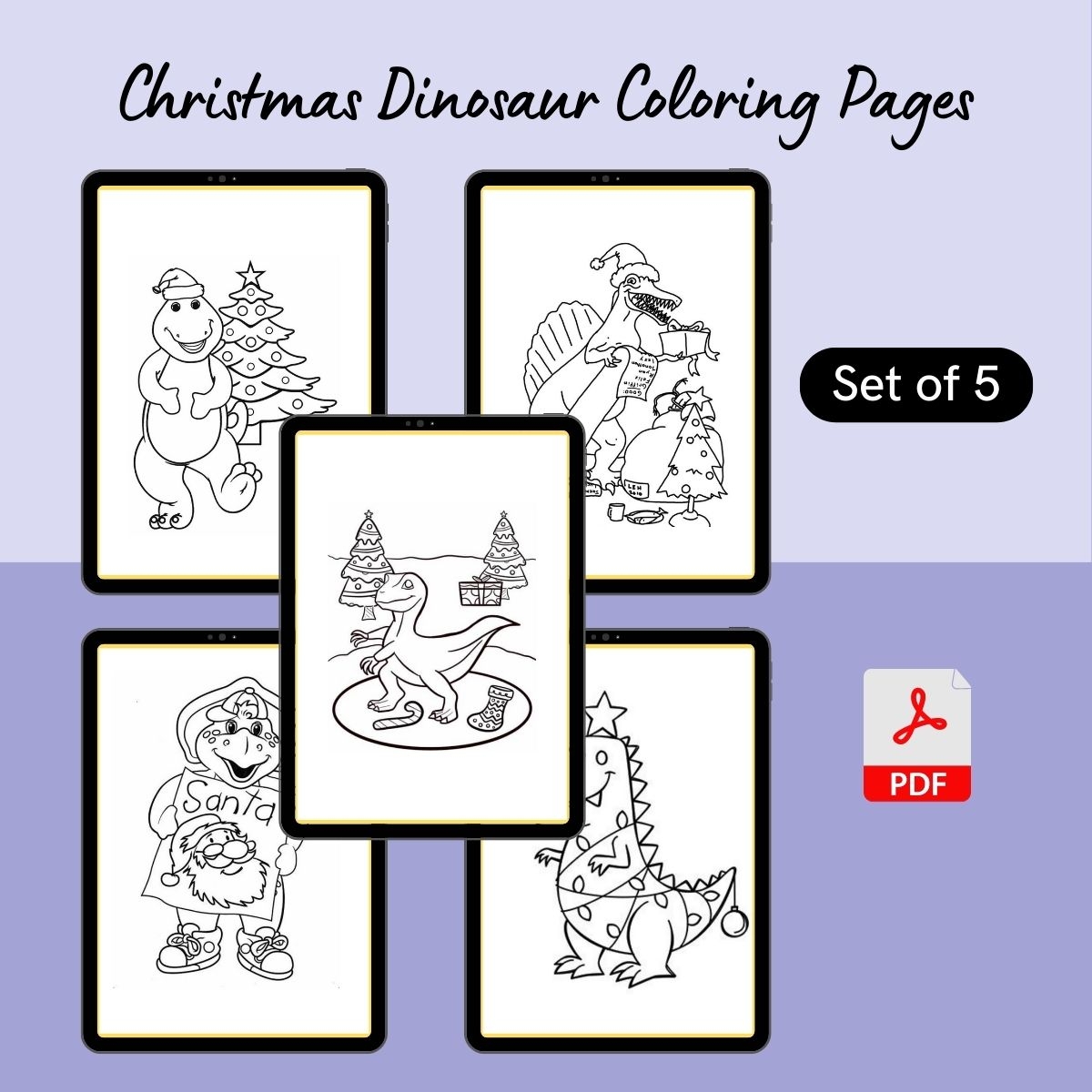 Christmas Dinosaur Coloring Pages Free