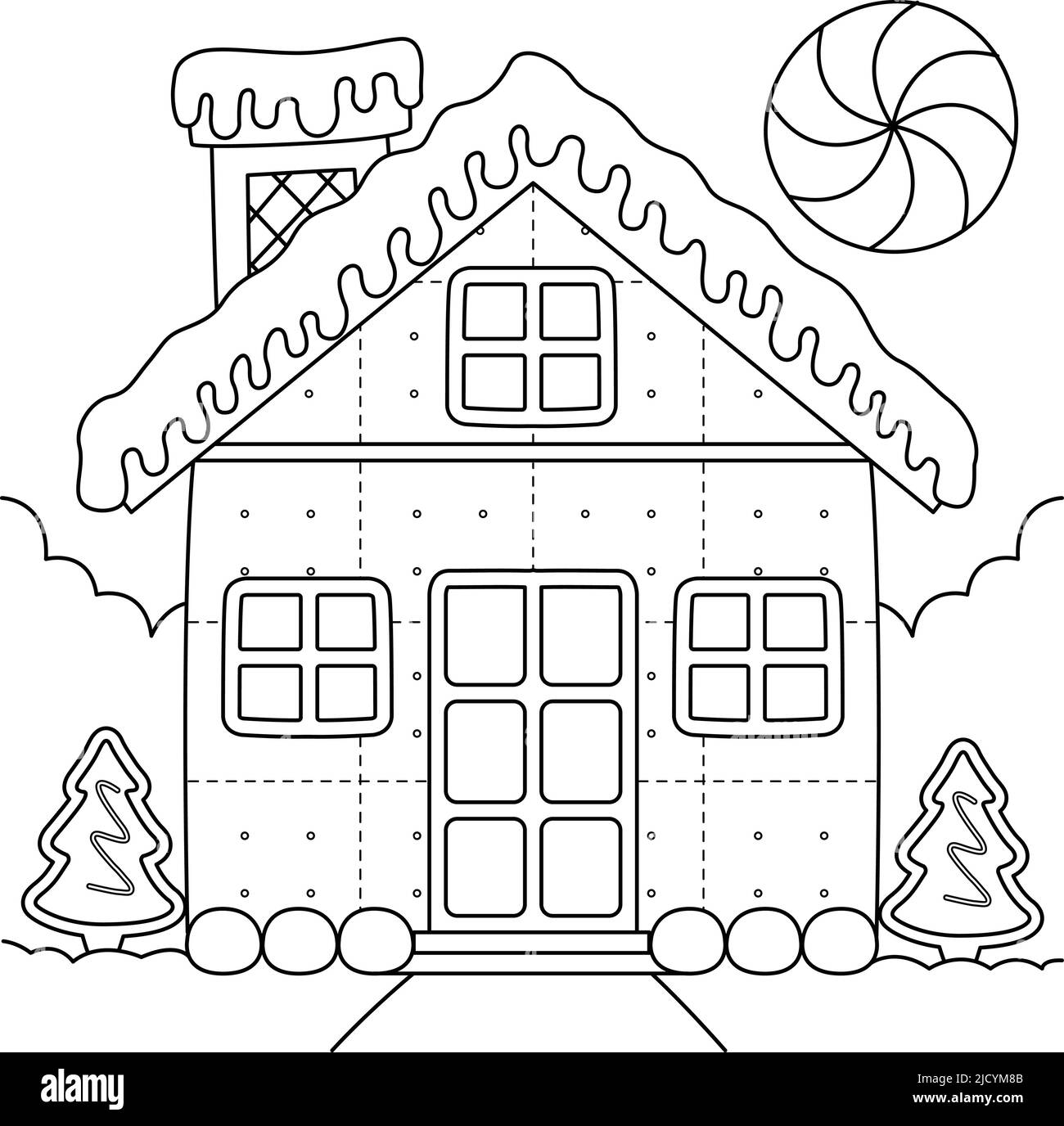 Christmas Gingerbread House Coloring Page For Kids Stock Vector Image U0026 Art Alamy