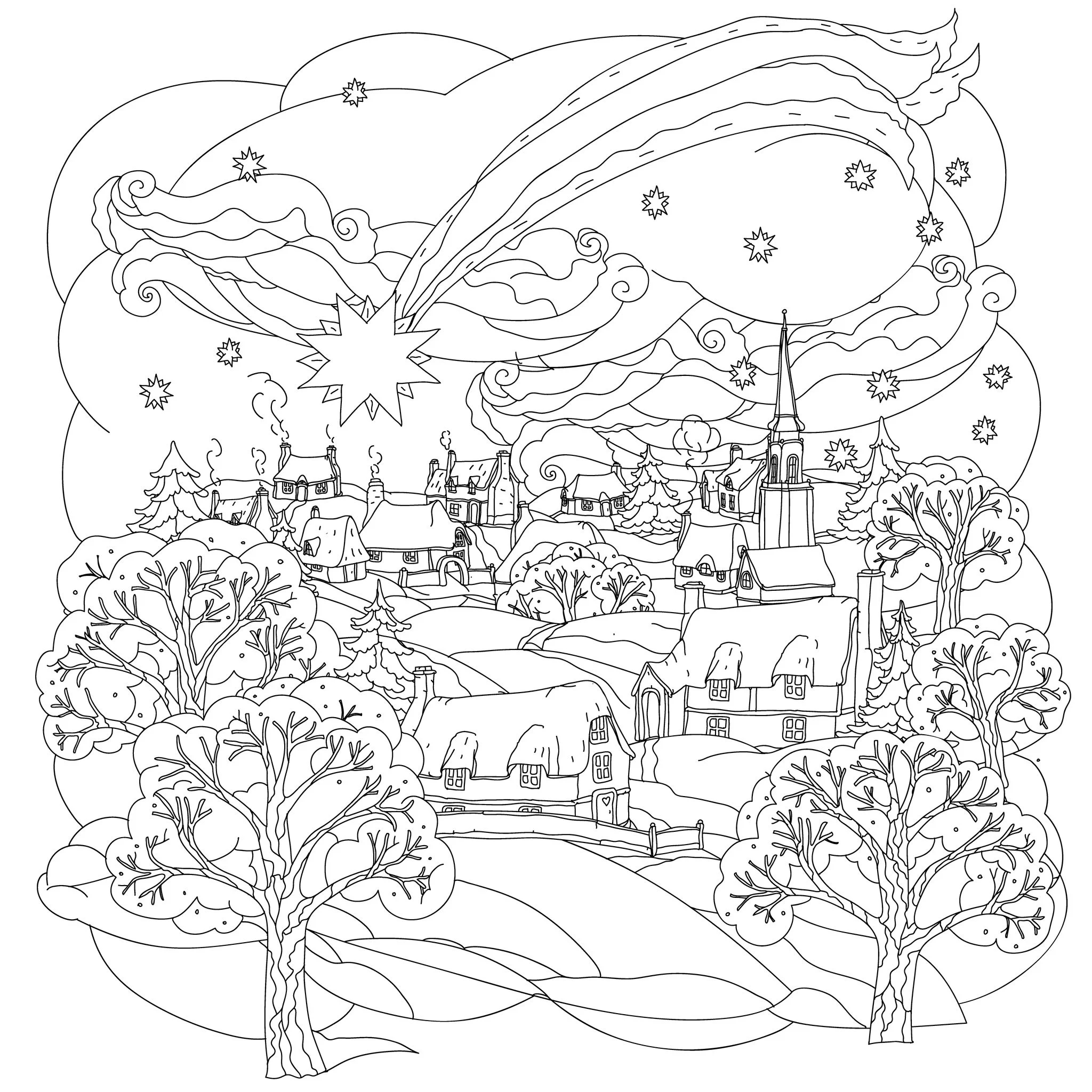 Free Printable Christmas Village Coloring Pages Free Printable Christmas Village Coloring Pages