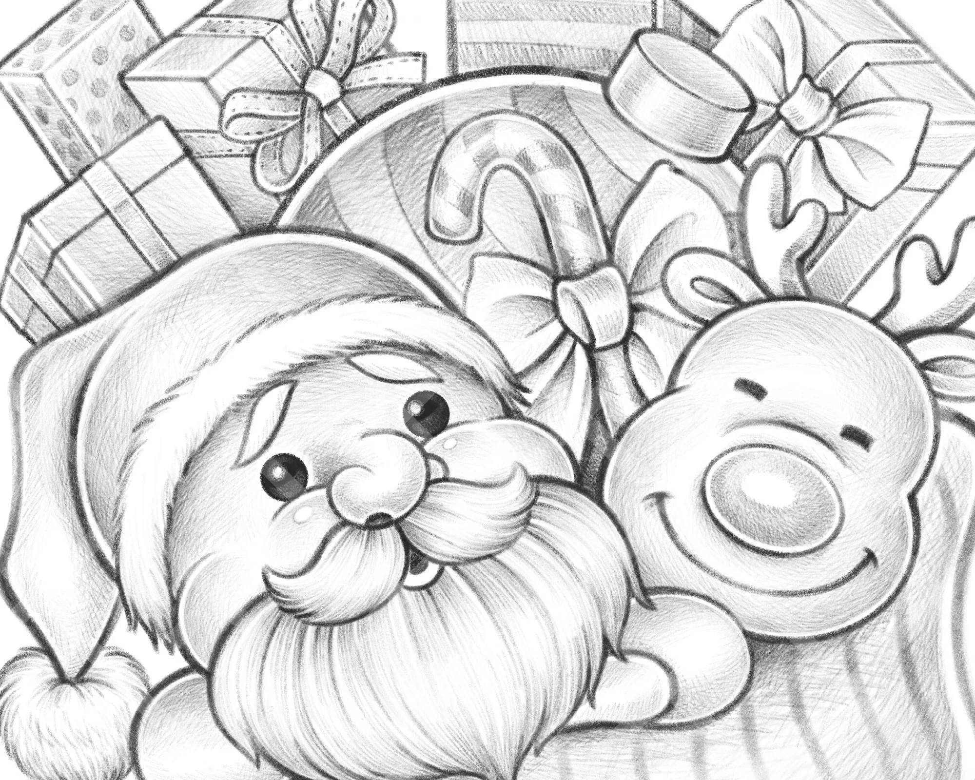 Christmas Stocking Grayscale Christmas Coloring Book Page For Adult And Kid Printable Sheet PDF Santa Reindeer Candy Cane Gift Ball Sock Etsy