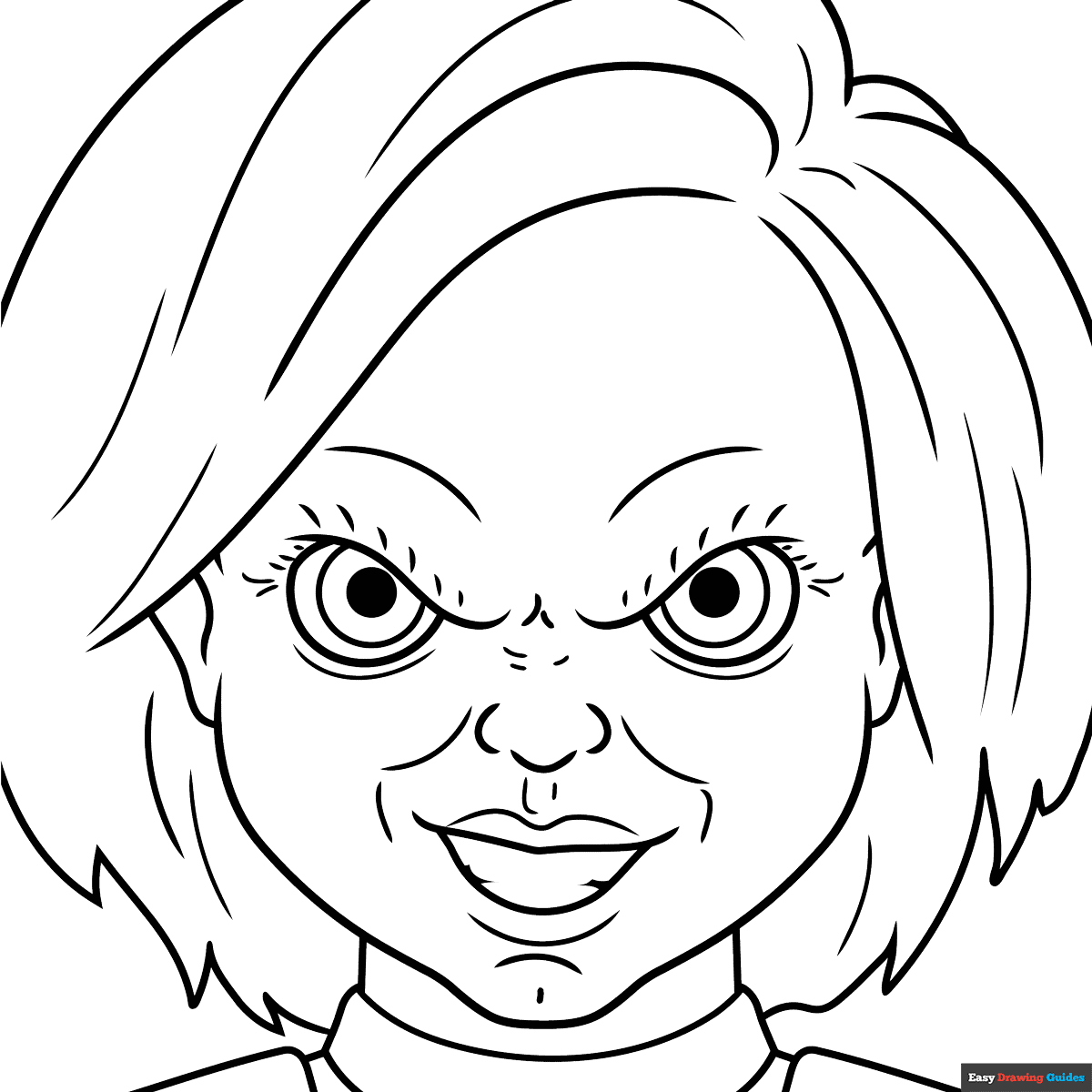 Chucky Face Coloring Page Easy Drawing Guides