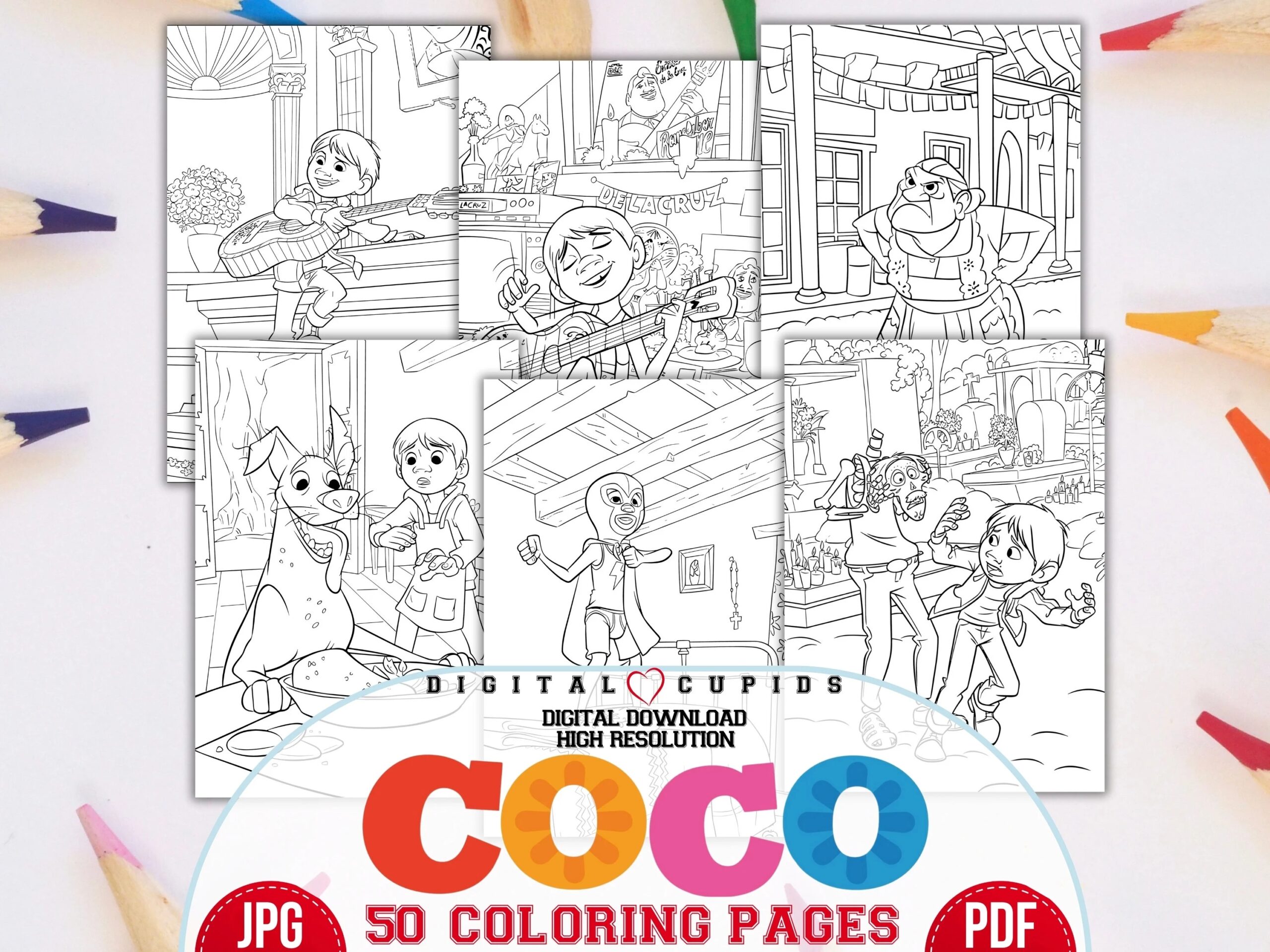 Coco Movie Coloring Pages JPG U0026 PDF Coco Illustrations 