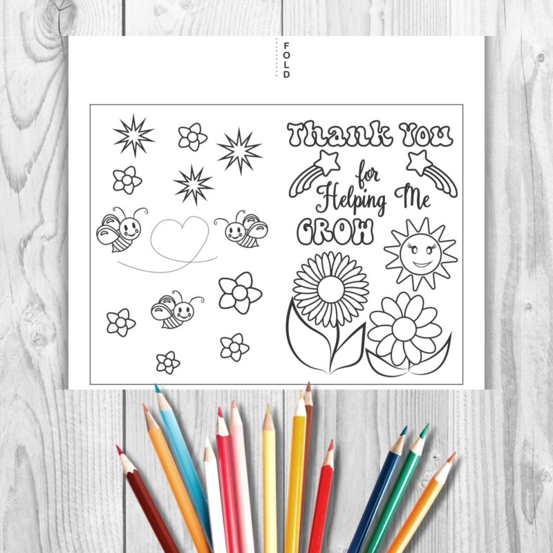 Coloring Greeting Card And Envelope Just A Little Card To Say A Big Thank You Teacher Appreciation Teacha 