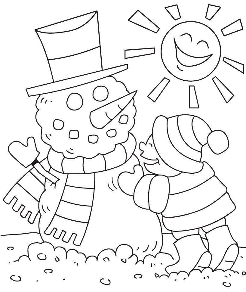 Coloring Pages Building Snowman January Coloring Page