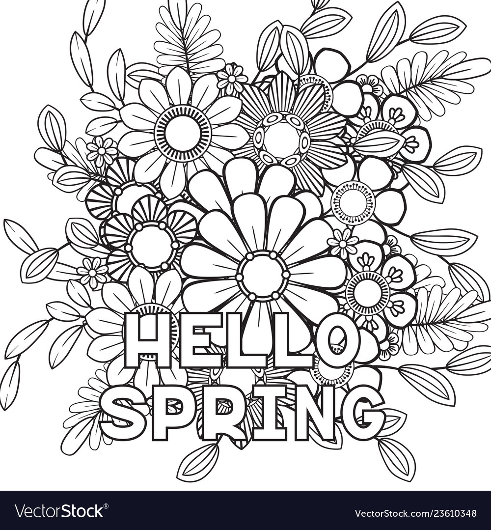 Coloring Pages Hello Spring Coloring Page