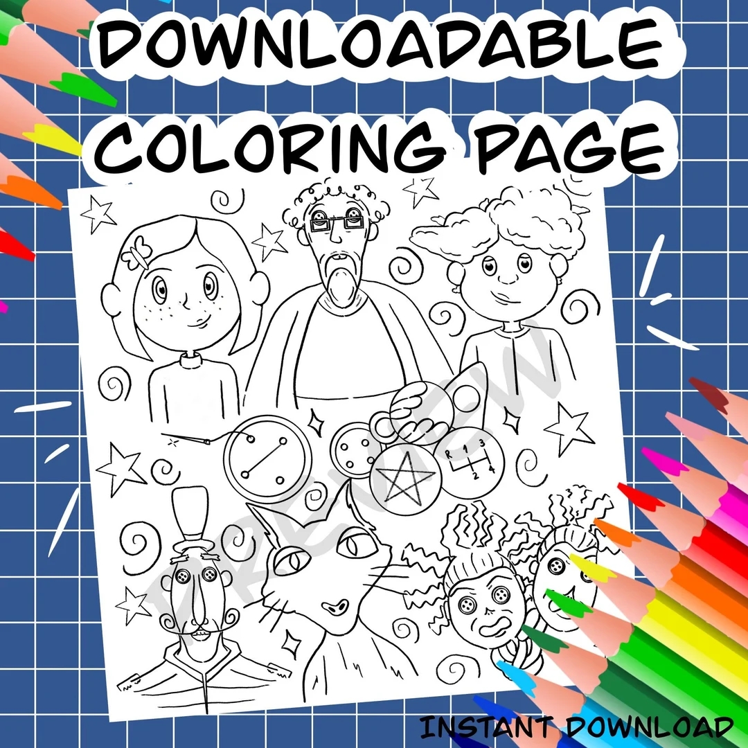 Coraline Coloring Page Spooky Cute Coloring Page Printable instant Download JPG File Digital And Traditional Coloring Etsy UK