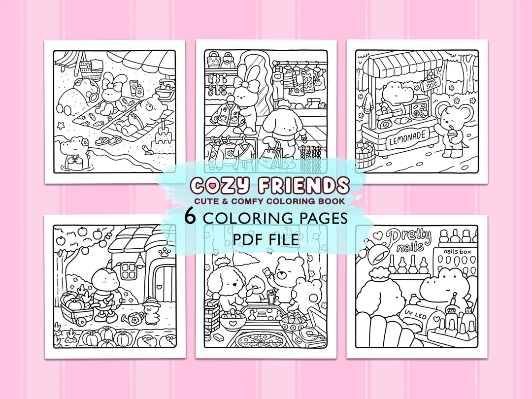Cozy Friends Super Cute Animal Characters Coloring Book By Coco Wyo Etsy Australia