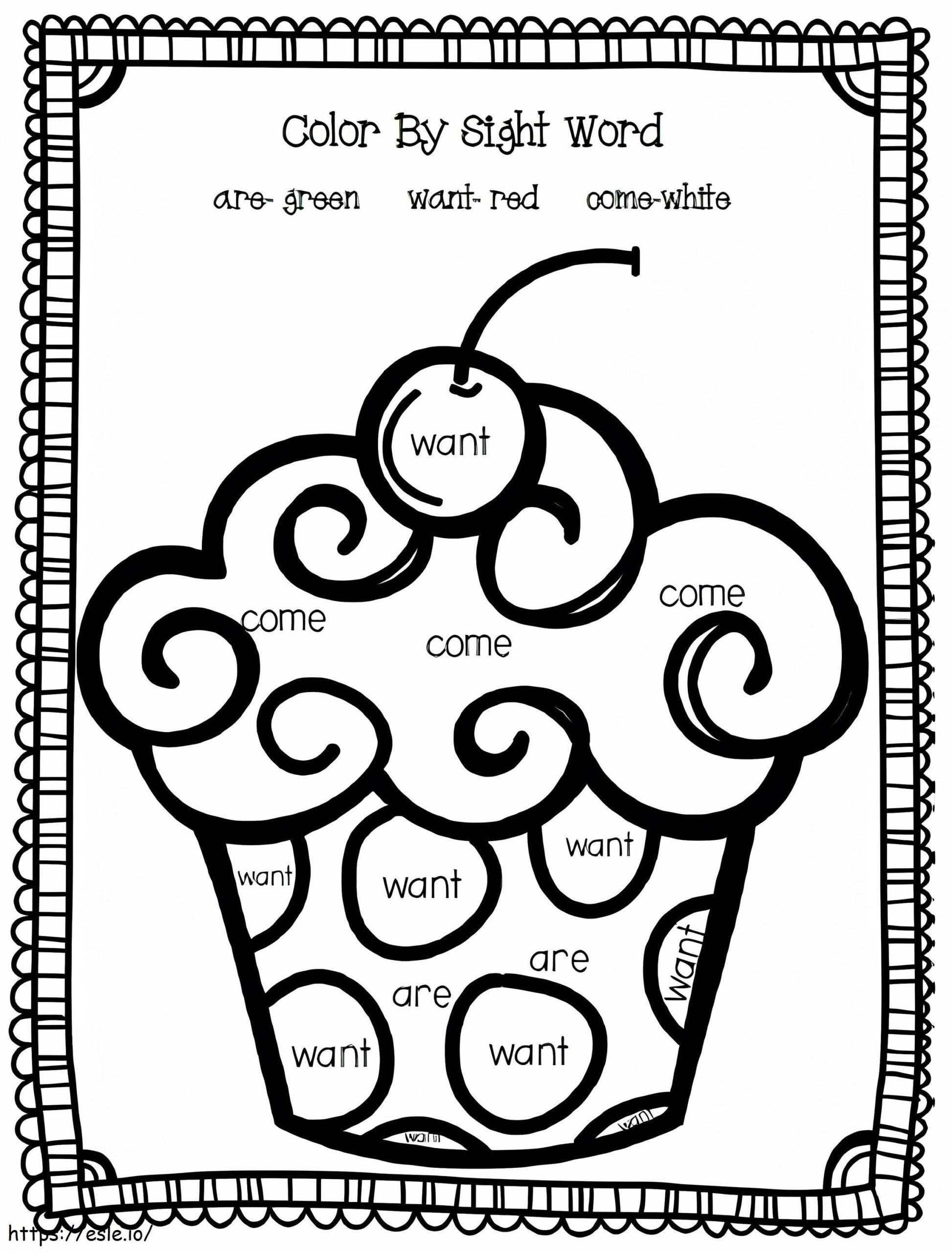 Cupcake Sight Words Coloring Page