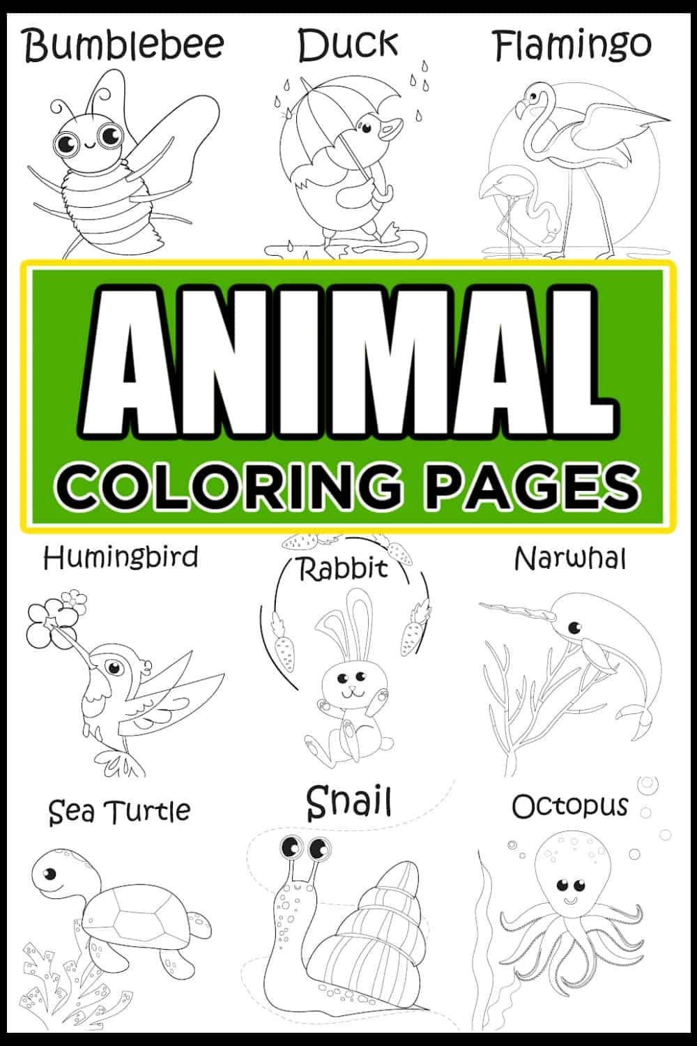 Cute Animal Coloring Pages Made With HAPPY