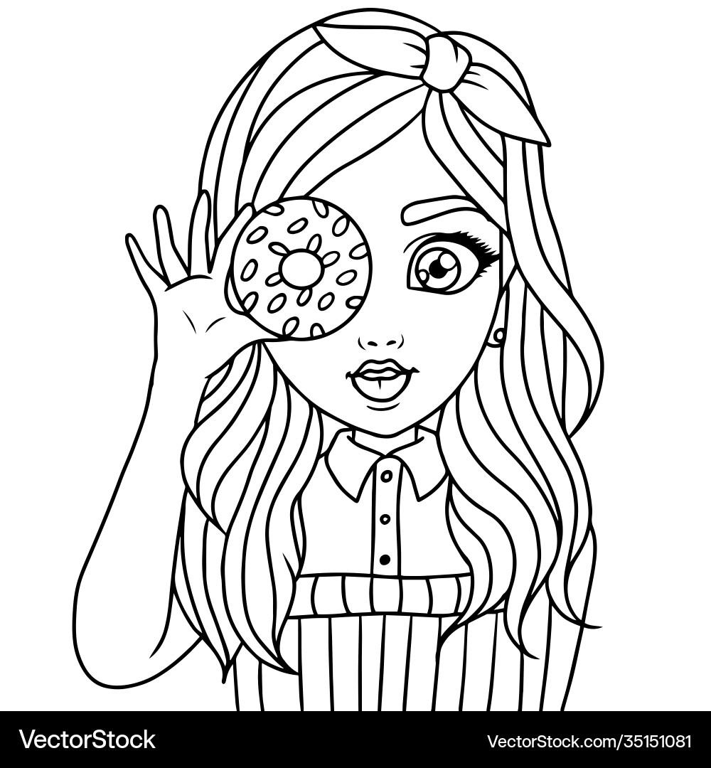Cute Cartoon Little Girl Coloring Page Royalty Free Vector Cute Cartoon Little Girl Coloring Page Royalty Free Vector