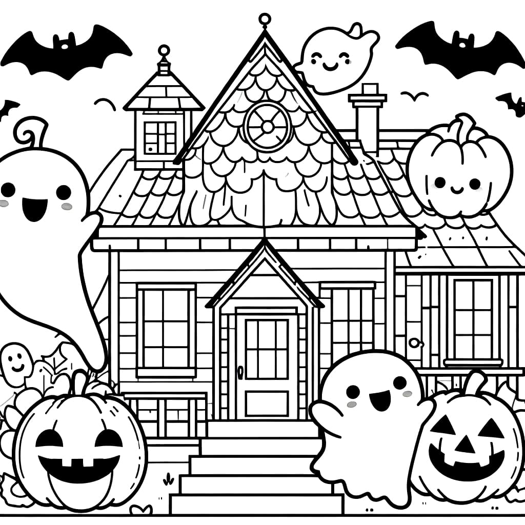 Cute Haunted House Coloring Page Download Print Or Color Online For Free