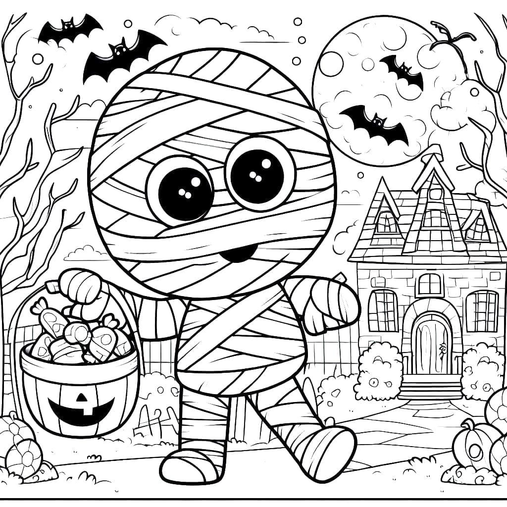 Cute Mummy On Halloween Coloring Page Download Print Or Color Online For Free