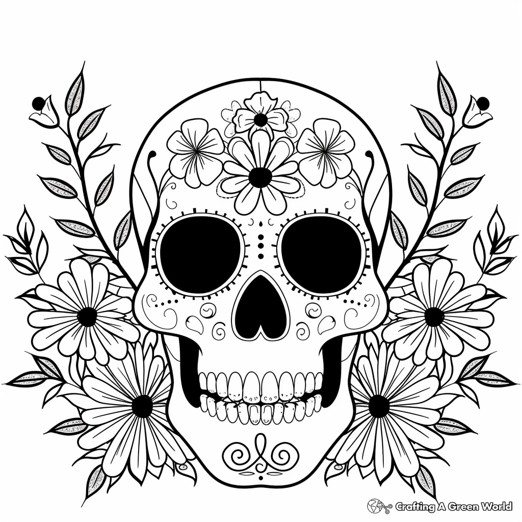Day Of The Dead Skull Coloring Pages Free U0026 Printable 