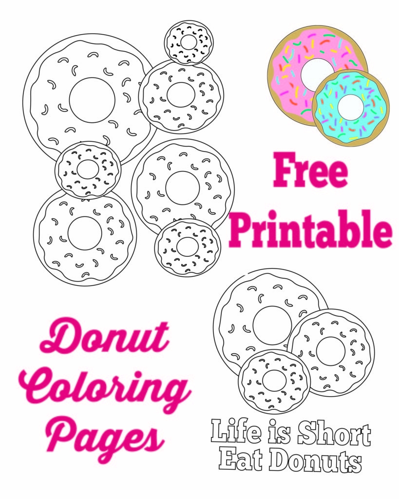 Donut Coloring Pages And Party Sign Mandy s Party Printables Donut Coloring Pages And Party Sign Mandy s Party Printables