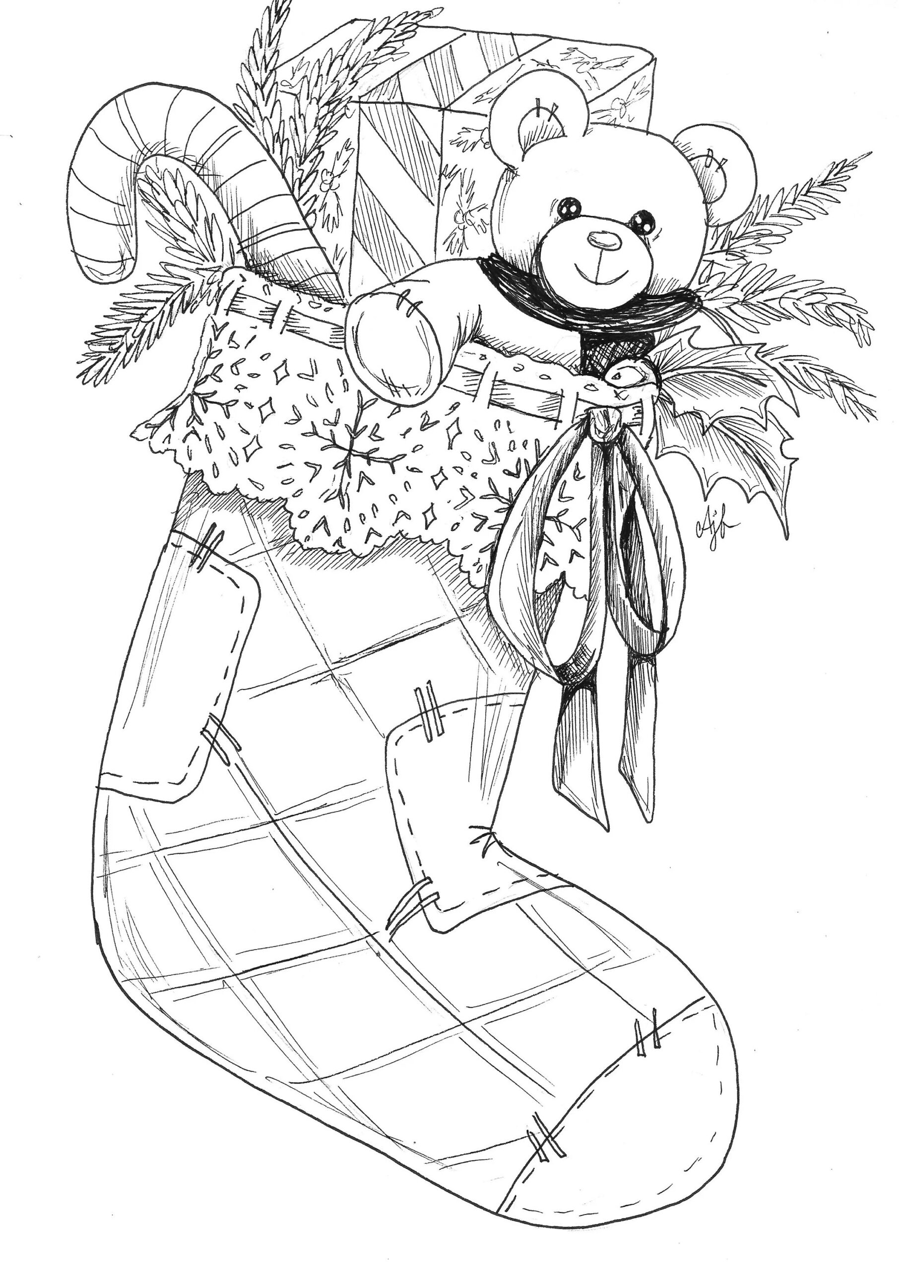 Downloadable Christmas Stocking Scene Coloring Page Etsy
