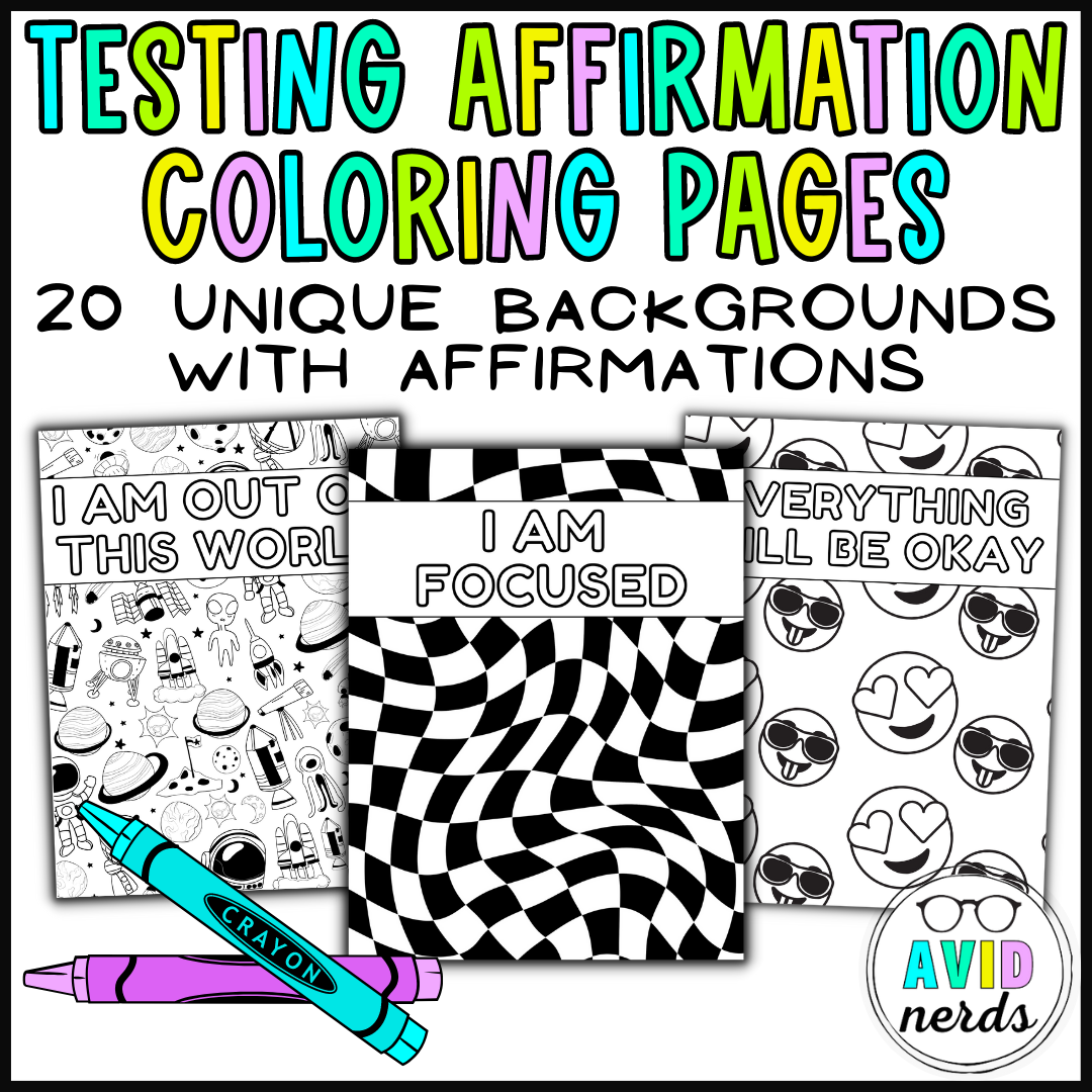 Early Finishers L State Testing Encouraging Affirmation Coloring 
