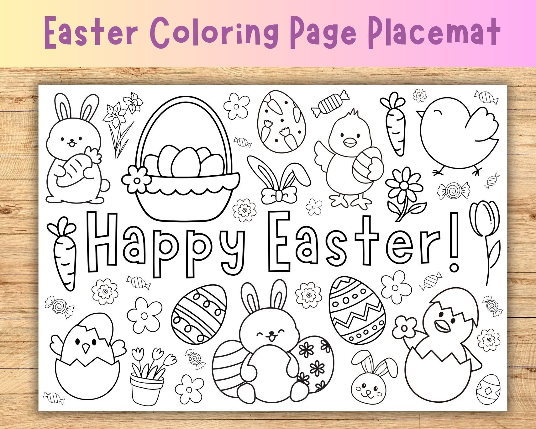 Easter Coloring Page Happy Easter Coloring Pages Kids Easter Doodle Activity Easter Coloring Placemat Spring Coloring Page Etsy Easter Coloring Page Happy Easter Coloring Pages Kids Easter Doodle Activity Easter Coloring Placemat Spring Coloring Page Etsy