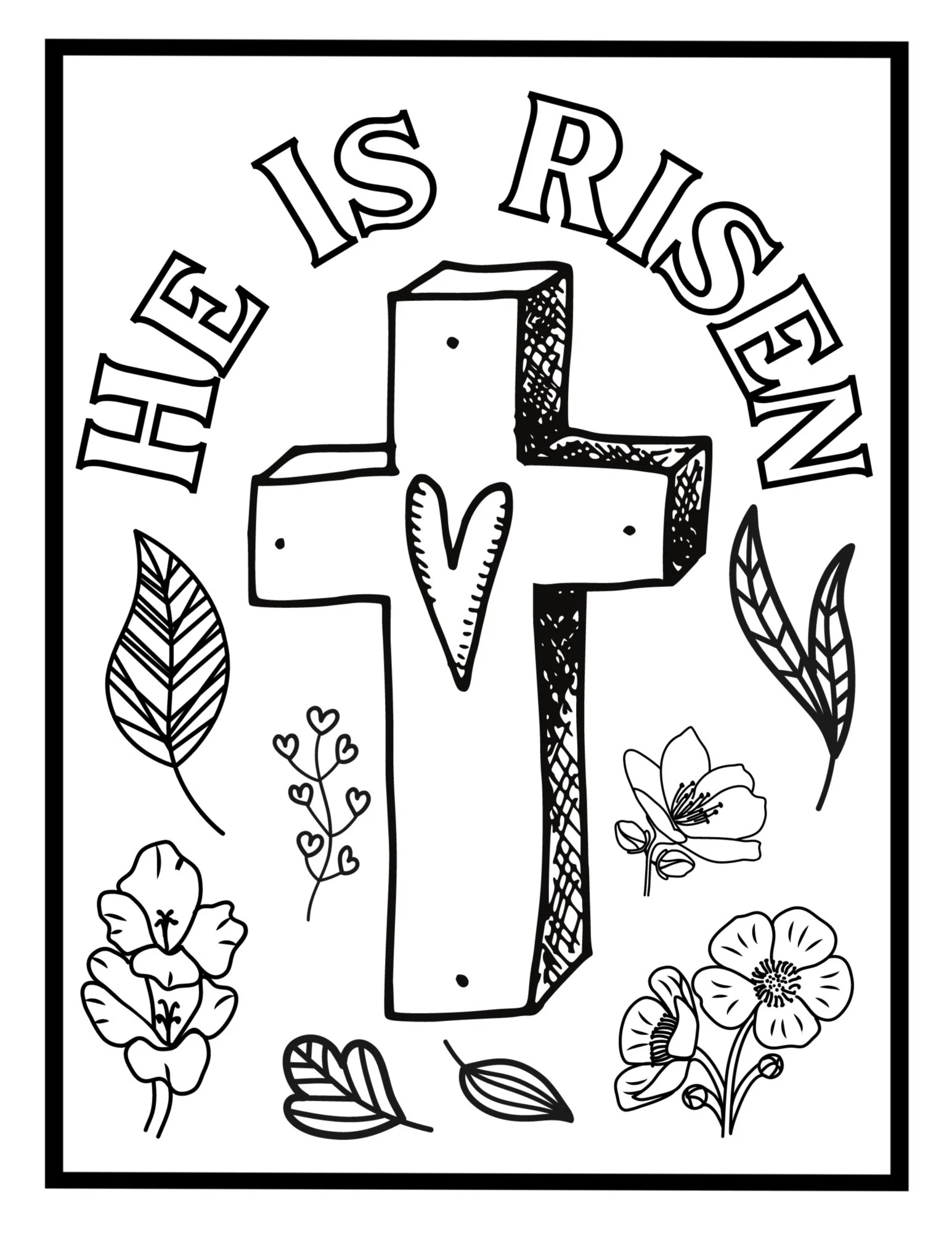 Easter Coloring Pages Set Of 5 Printable Easter Activity Christian Bible Verse He Is Risen Cross Floral Palm Sunday Illustrated Etsy UK