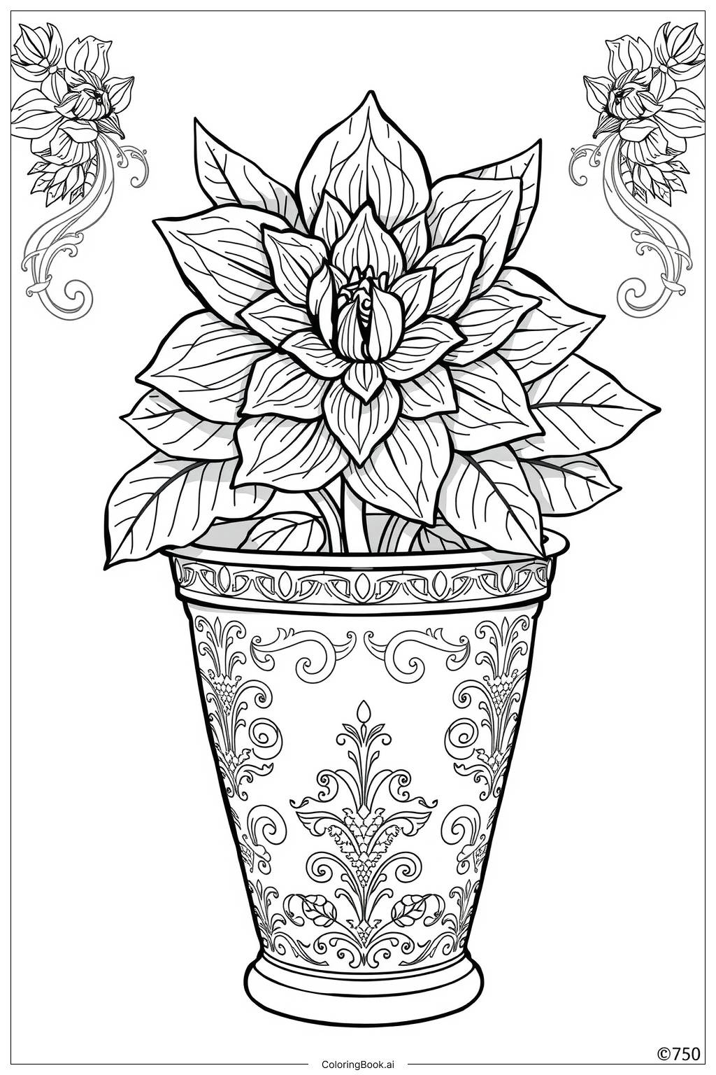 Flower Pot Coloring Pages Printable