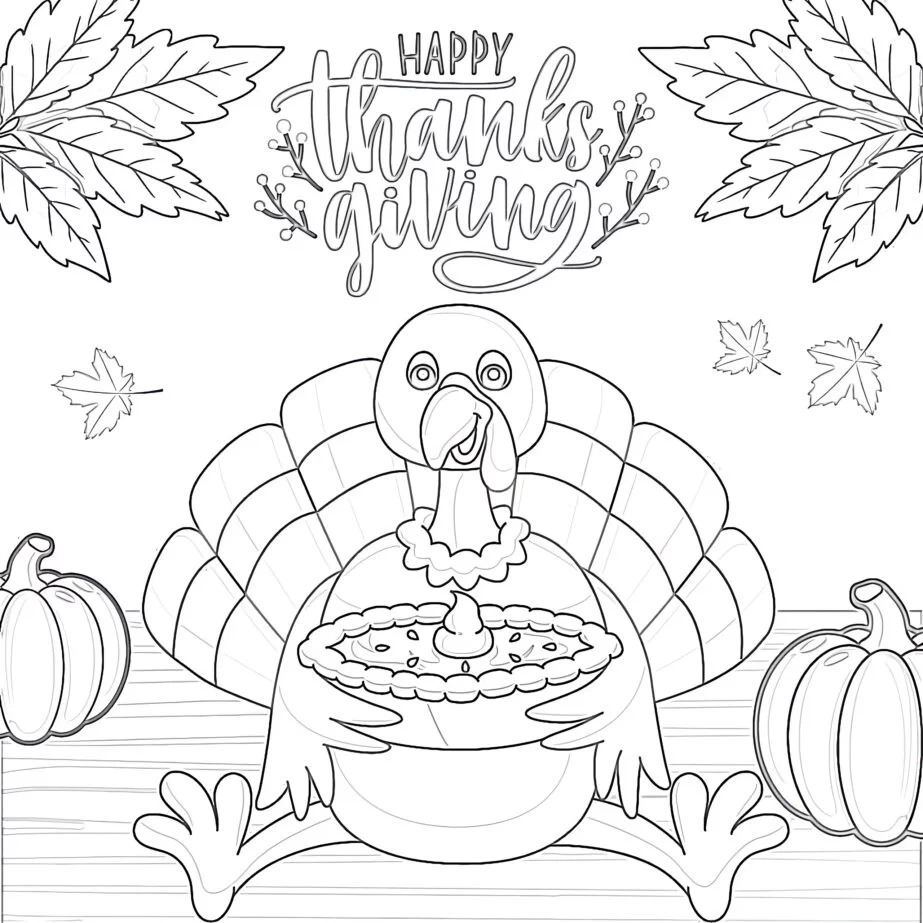 Eat Pie And Give Thanks Coloring Page Coloring Pages Mimi Panda