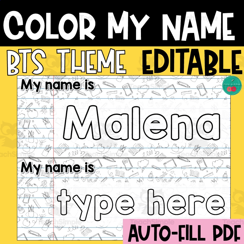 Editable Name Coloring Page Free