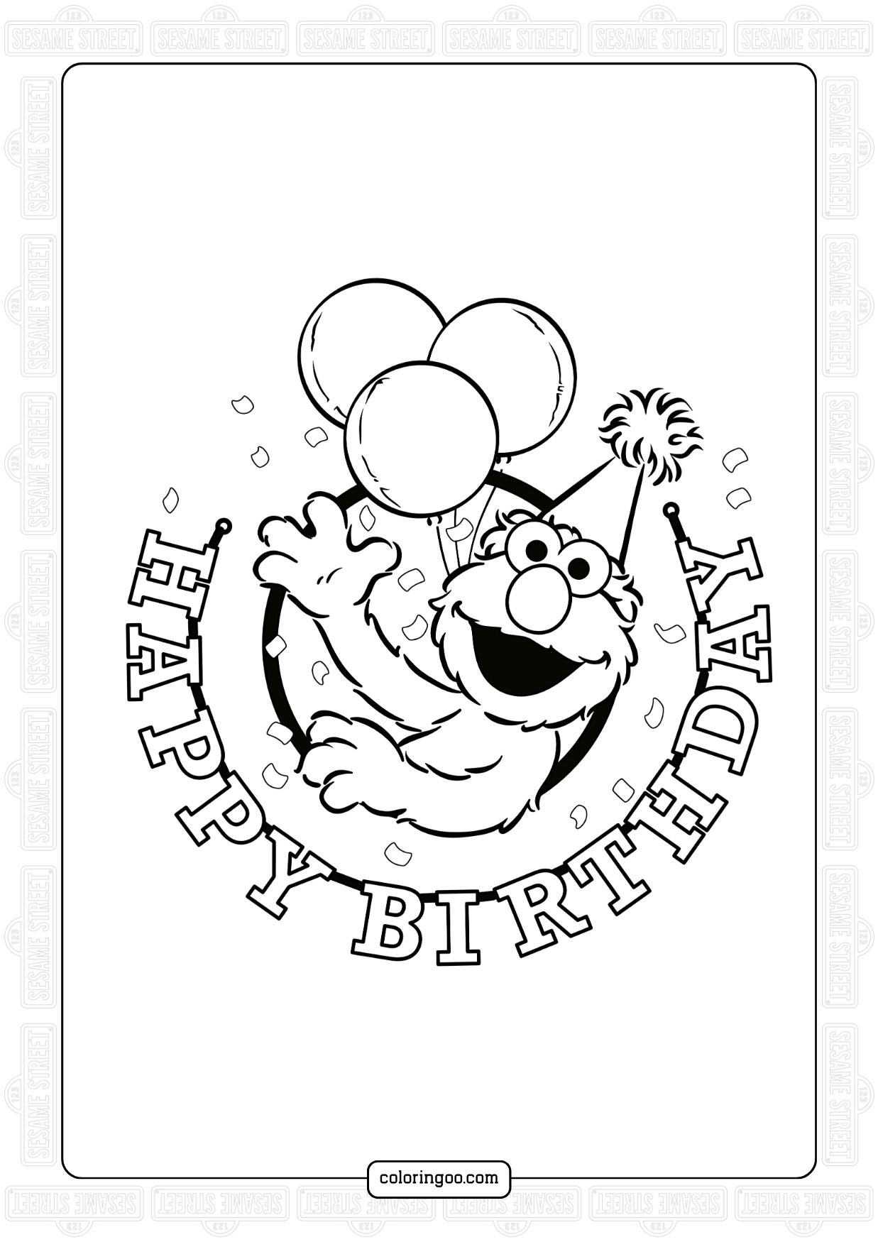 Elmo Happy Birthday Coloring Page Elmo Happy Birthday Coloring Page
