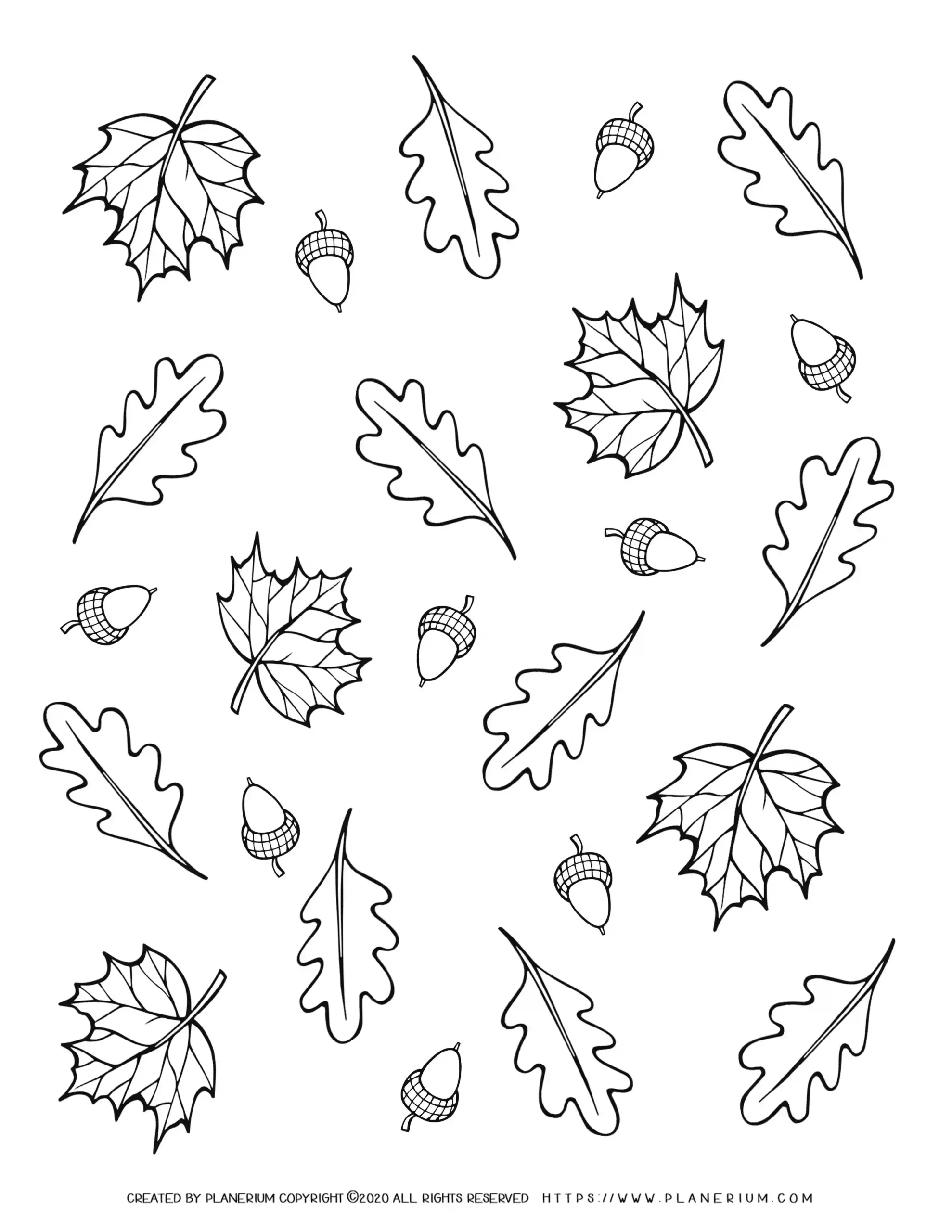 Fall Season Coloring Page Falling Leaves And Acorns Planerium Fall Season Coloring Page Falling Leaves And Acorns Planerium
