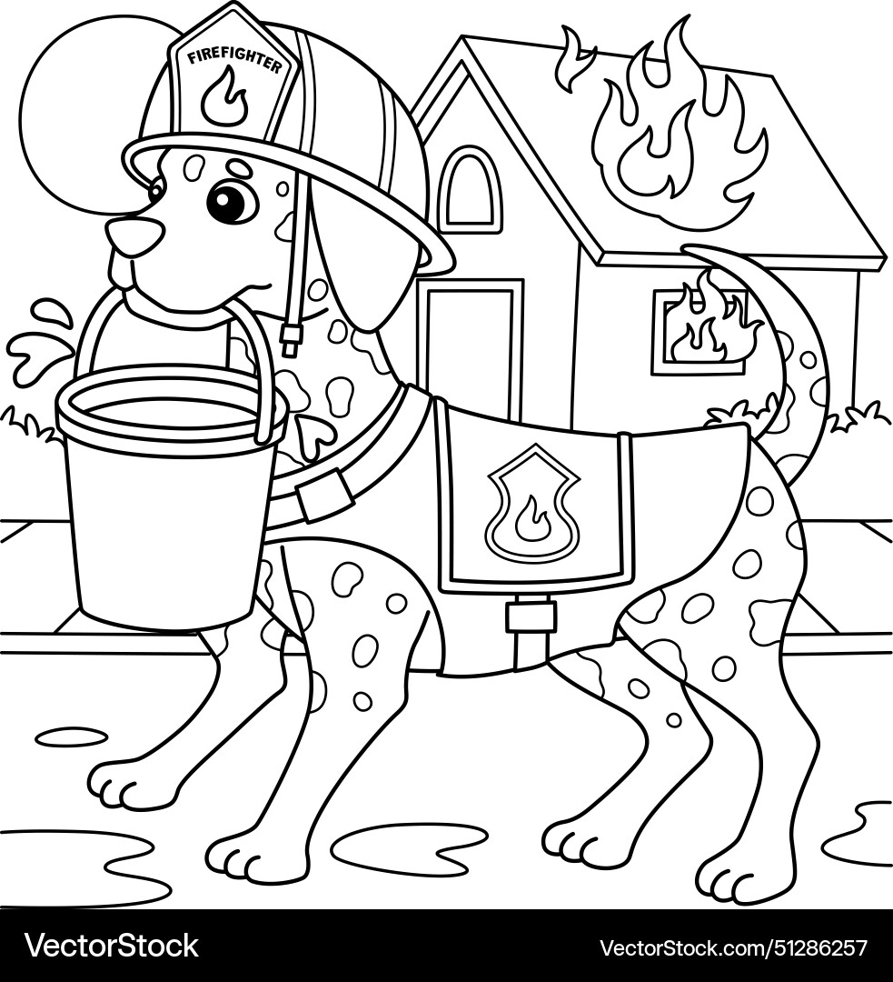 Firefighter Dog Coloring Page For Kids Royalty Free Vector Firefighter Dog Coloring Page For Kids Royalty Free Vector