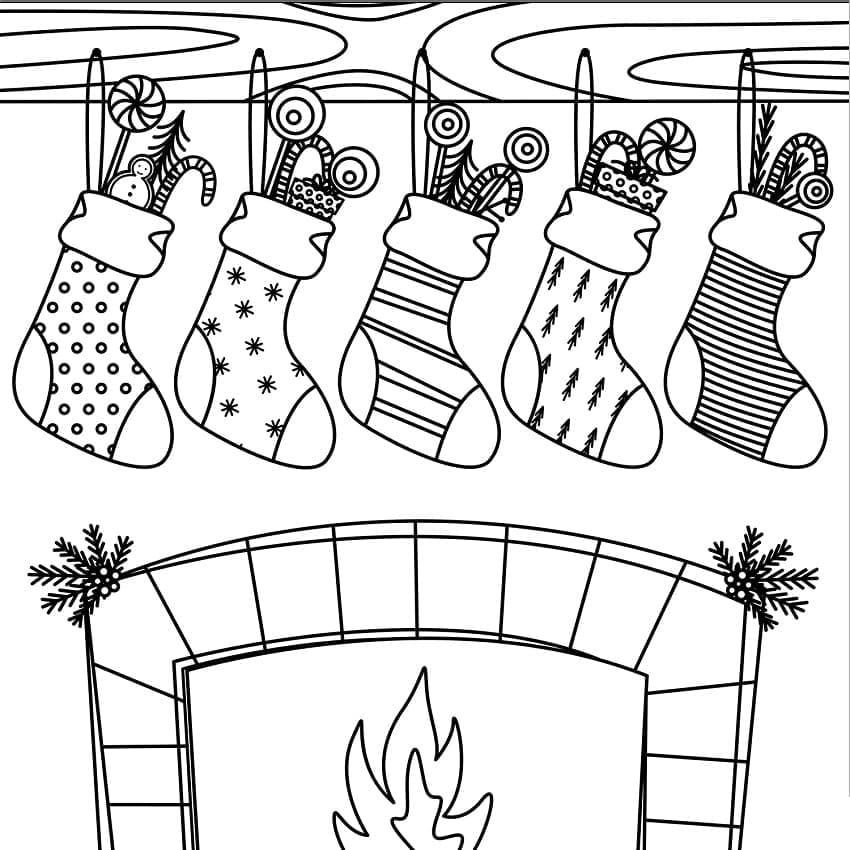 Five Christmas Stocking Coloring Page Download Print Or Color Online For Free