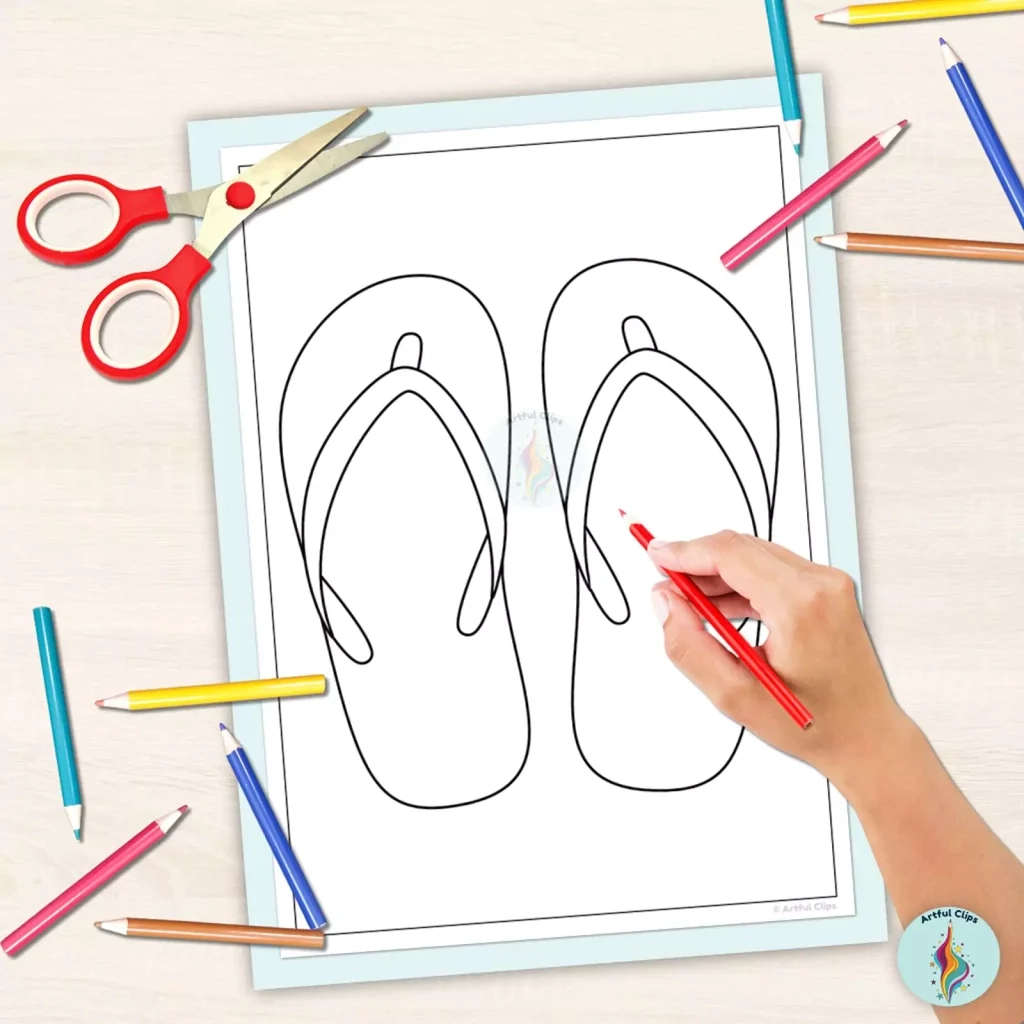 Flip Flop Template Set Printable Pages For Coloring Craft Flip Flop Template Set Printable Pages For Coloring Craft