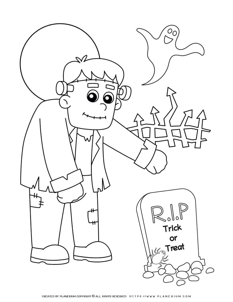 Frankenstein Coloring Page Planerium