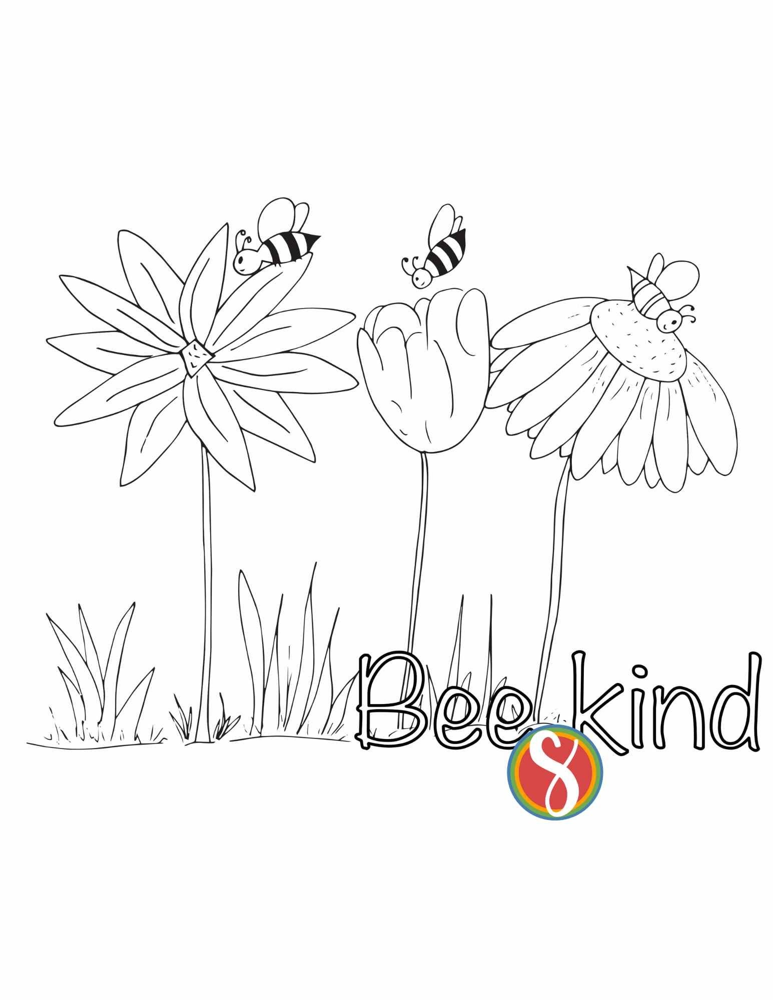 Free BEE Kind Coloring Pages Stevie Doodles Free BEE Kind Coloring Pages Stevie Doodles