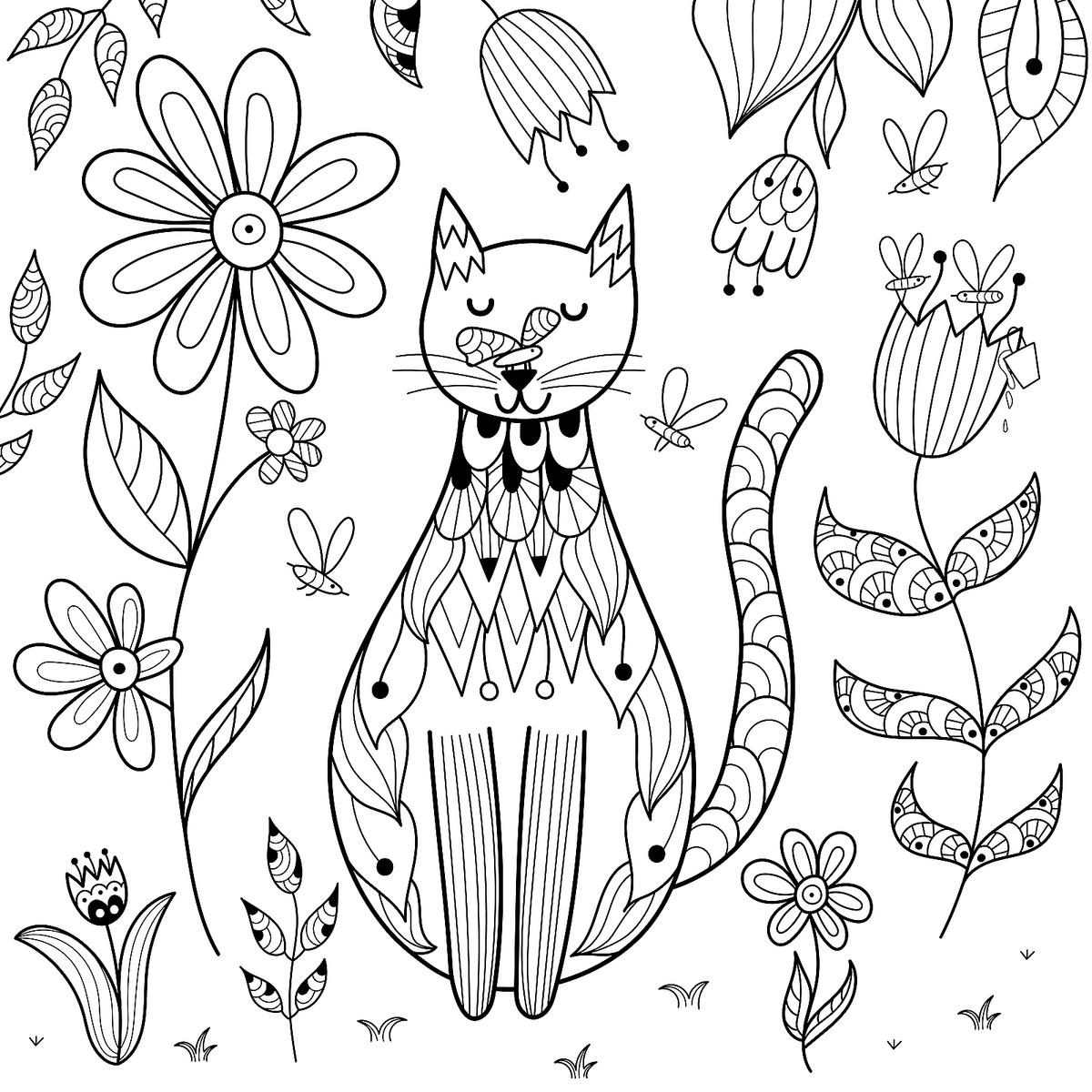 Free Coloring Page Cat