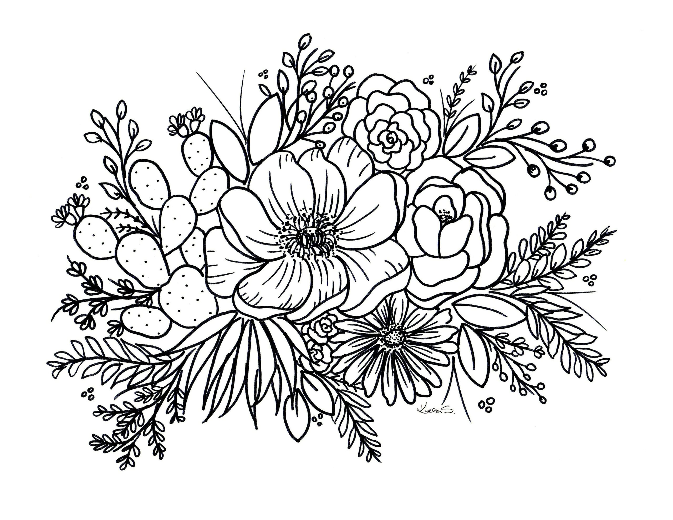Free Coloring Page digital Coloring Page desert Coloring Page flower Coloring Page free Digital Coloring Page Etsy