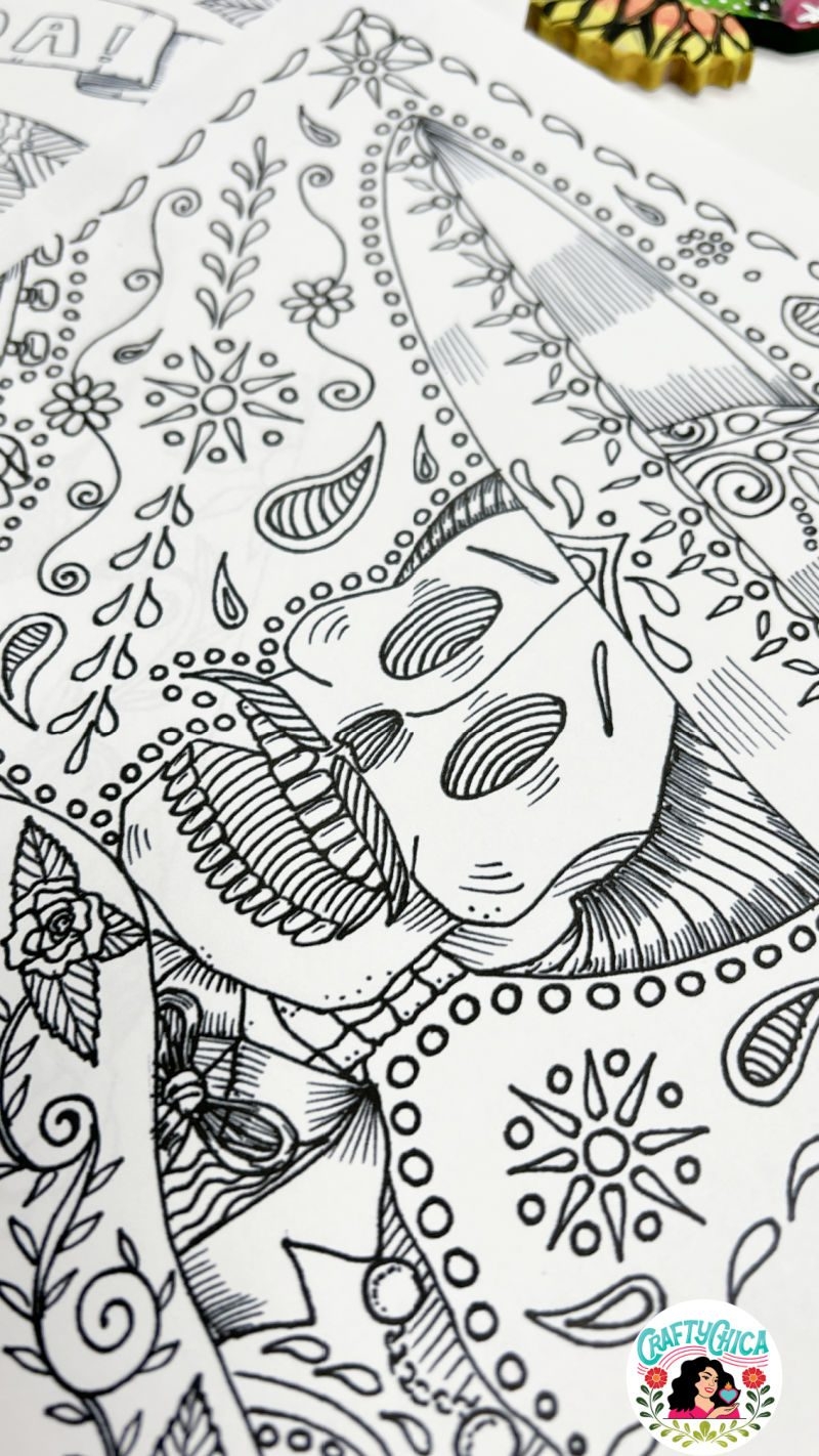 Free Day Of The Dead Coloring Pages Crafty Chica