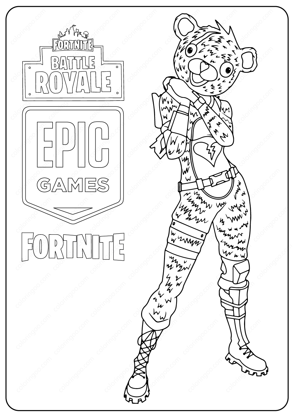 Free Printable Fortnite Bear Skin Coloring Page Free Printable Fortnite Bear Skin Coloring Page