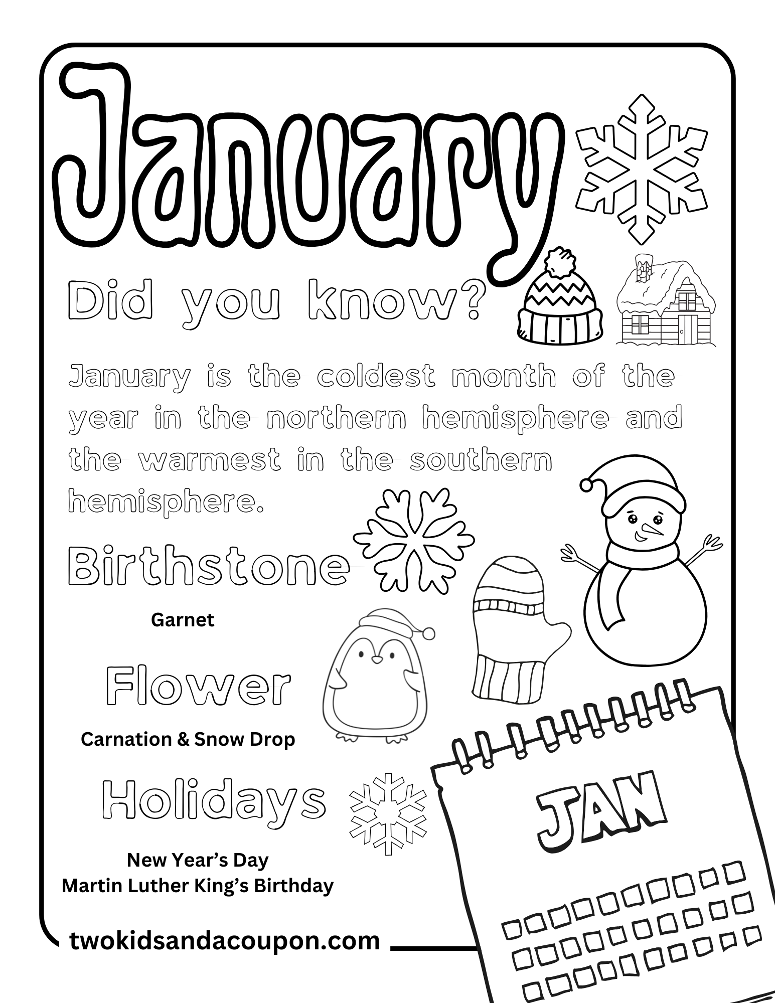 Free Printable January Coloring Pages For Kids And Adults Free Printable January Coloring Pages For Kids And Adults