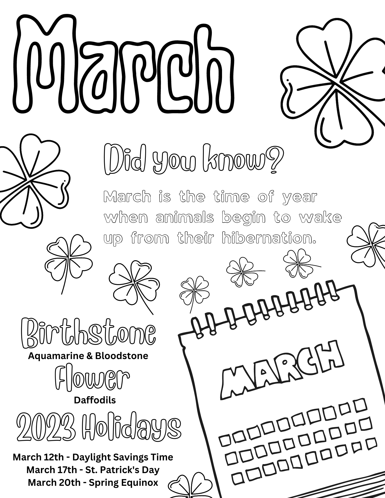 Free Printable March Coloring Pages For Kids And Adults Free Printable March Coloring Pages For Kids And Adults