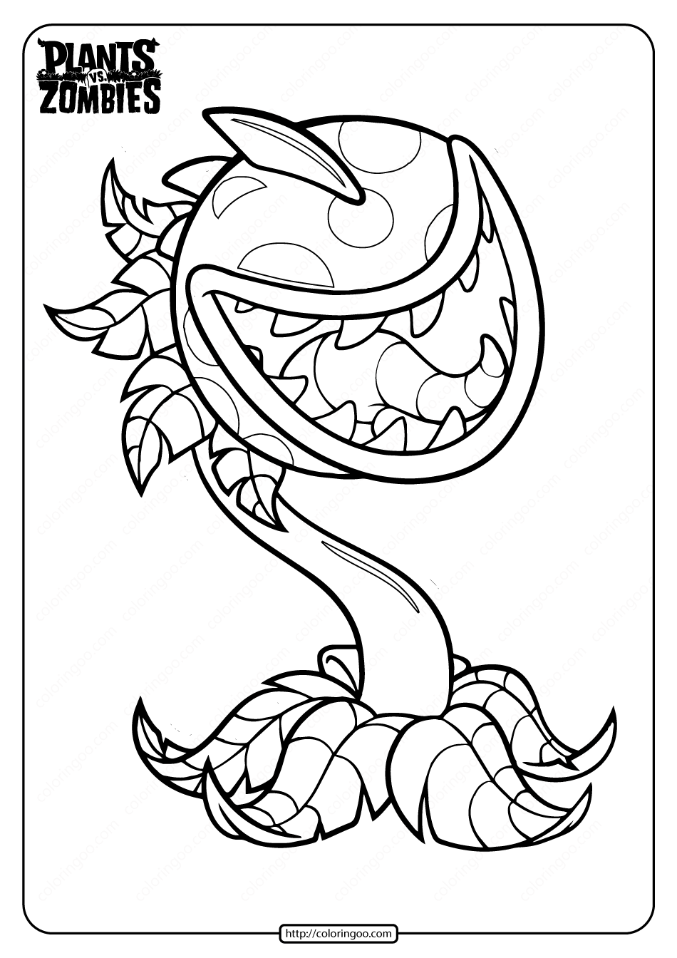 Free Printable Plants Vs Zombies Chomper Coloring Free Printable Plants Vs Zombies Chomper Coloring