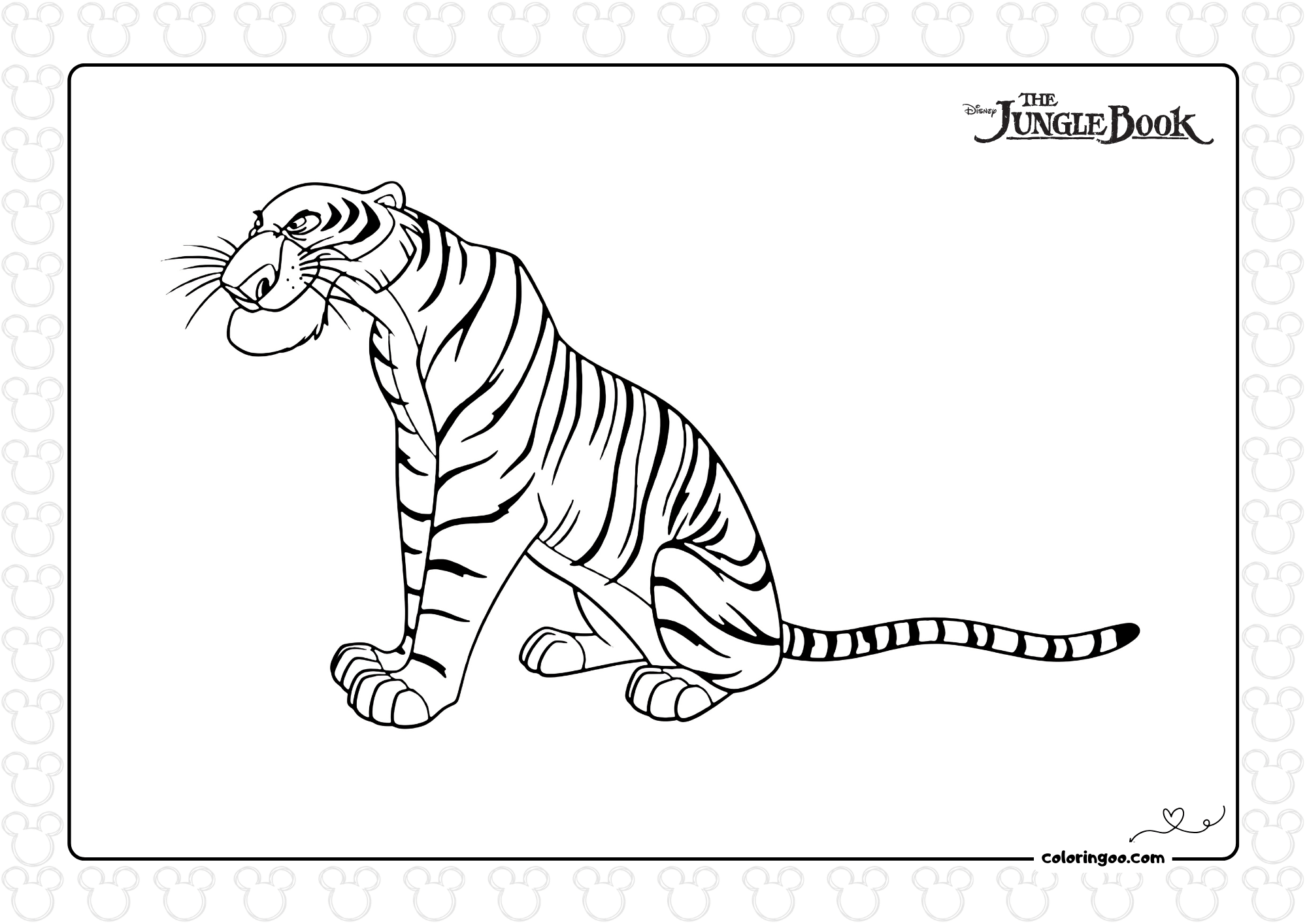 Free Printable Shere Khan The Tiger Coloring Page Free Printable Shere Khan The Tiger Coloring Page