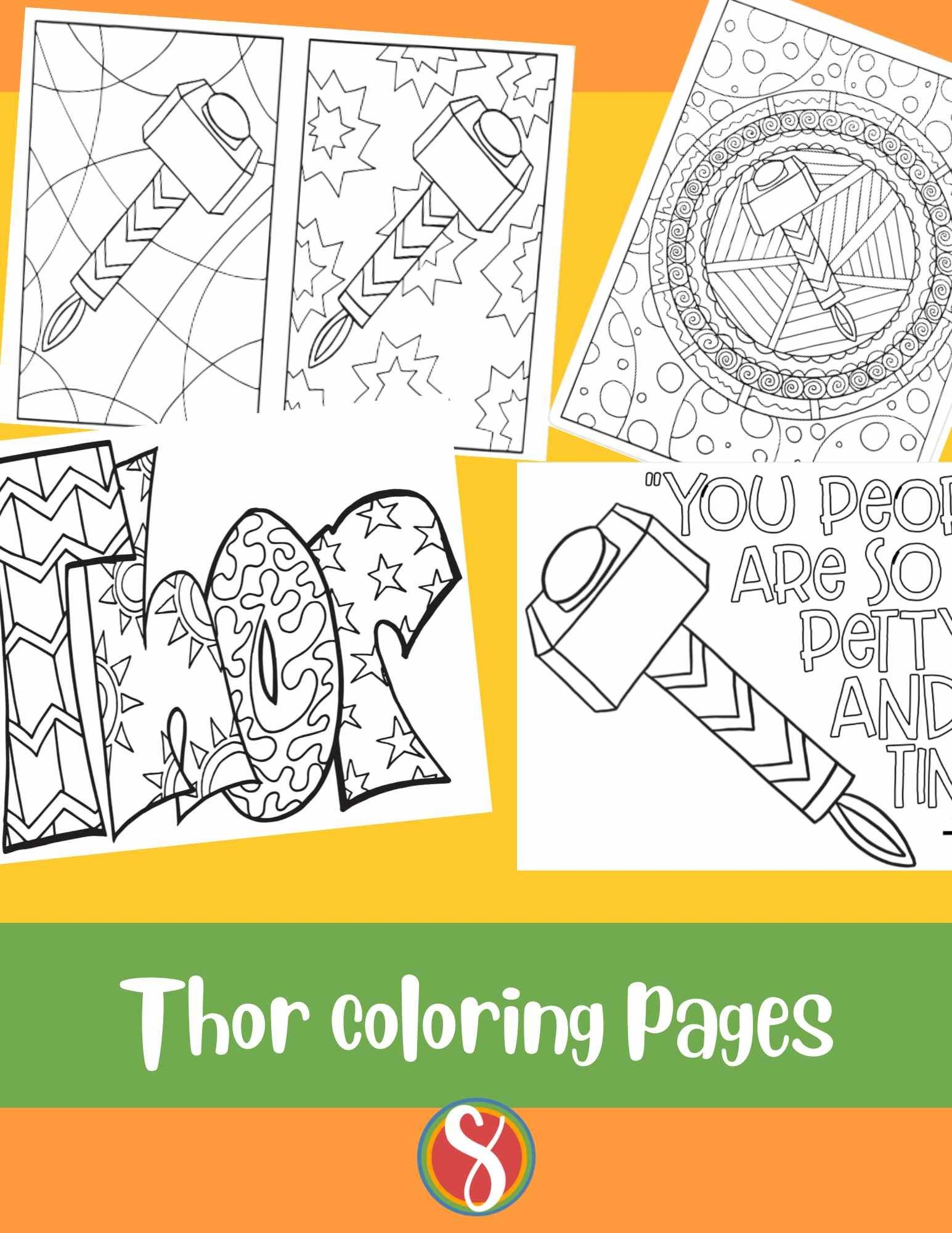 Free Thor Mjolnir Coloring Pages Stevie Doodles