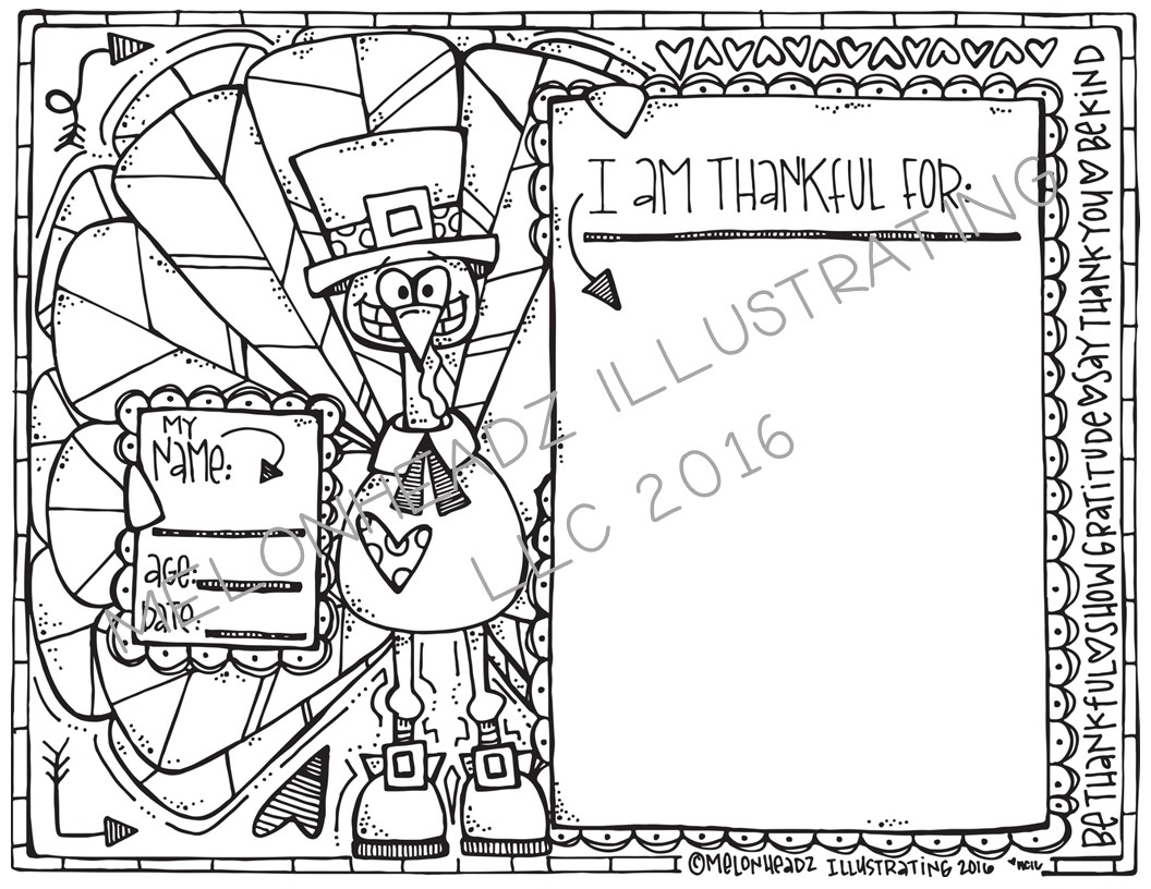 FREEBIE Thanksgiving Coloring Page Printable Melonheadz