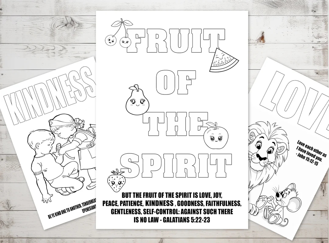 Fruit Of The Spirit Coloring Pages Sunday School Activities Bible Verse Worksheets Bible Study For Kids Printable Sunday School Etsy