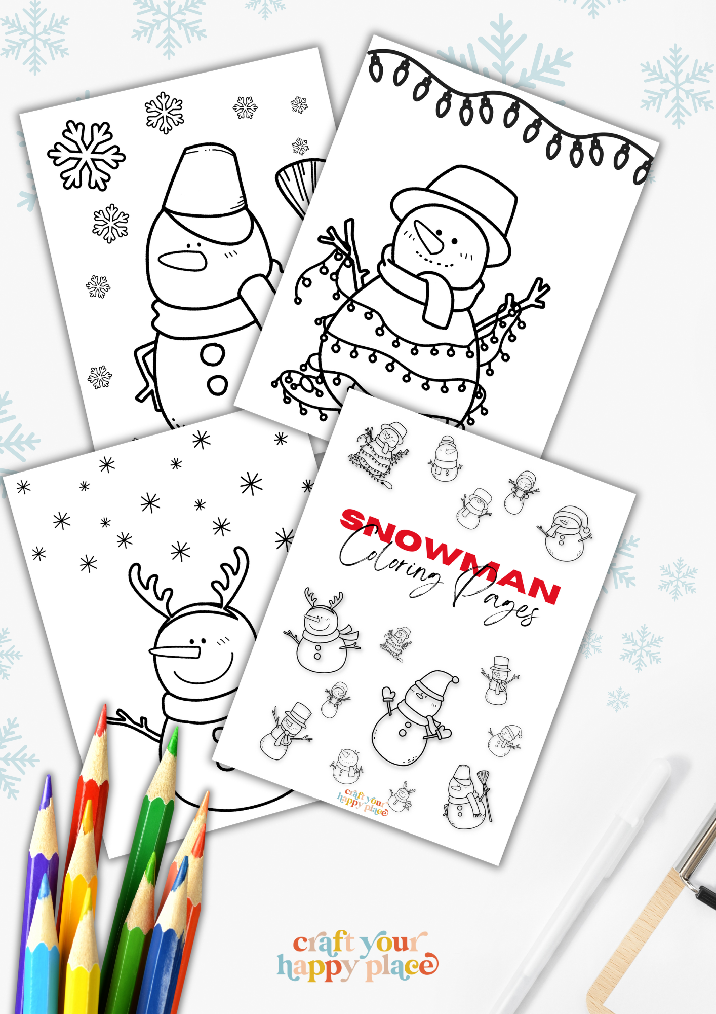 Fun Snowman Coloring Pages Free Printable Craft Your Happy Place