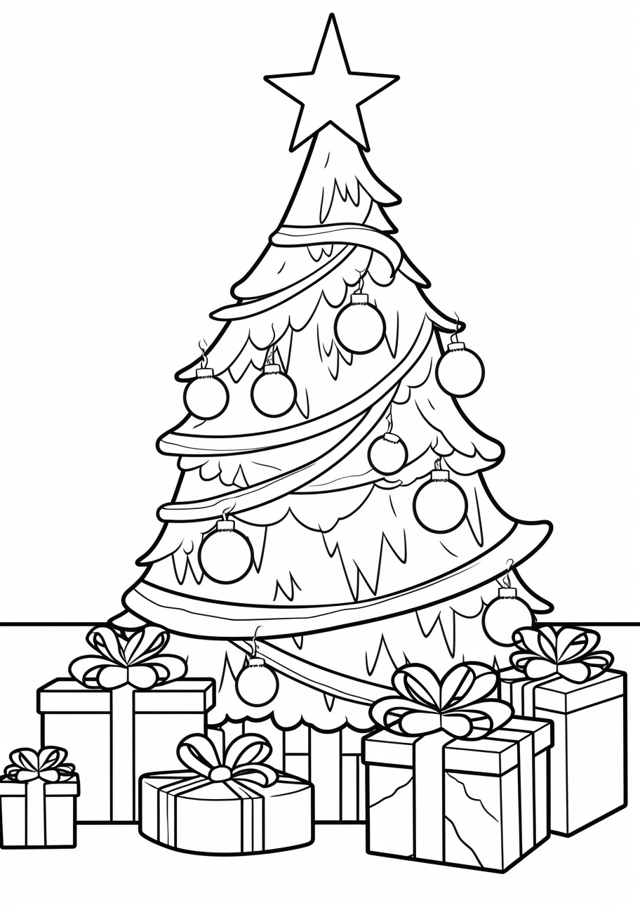 Gift Wrapped Presents Under The Cute Christmas Coloring Pages Printable Fun Holiday Themes coloring Hero