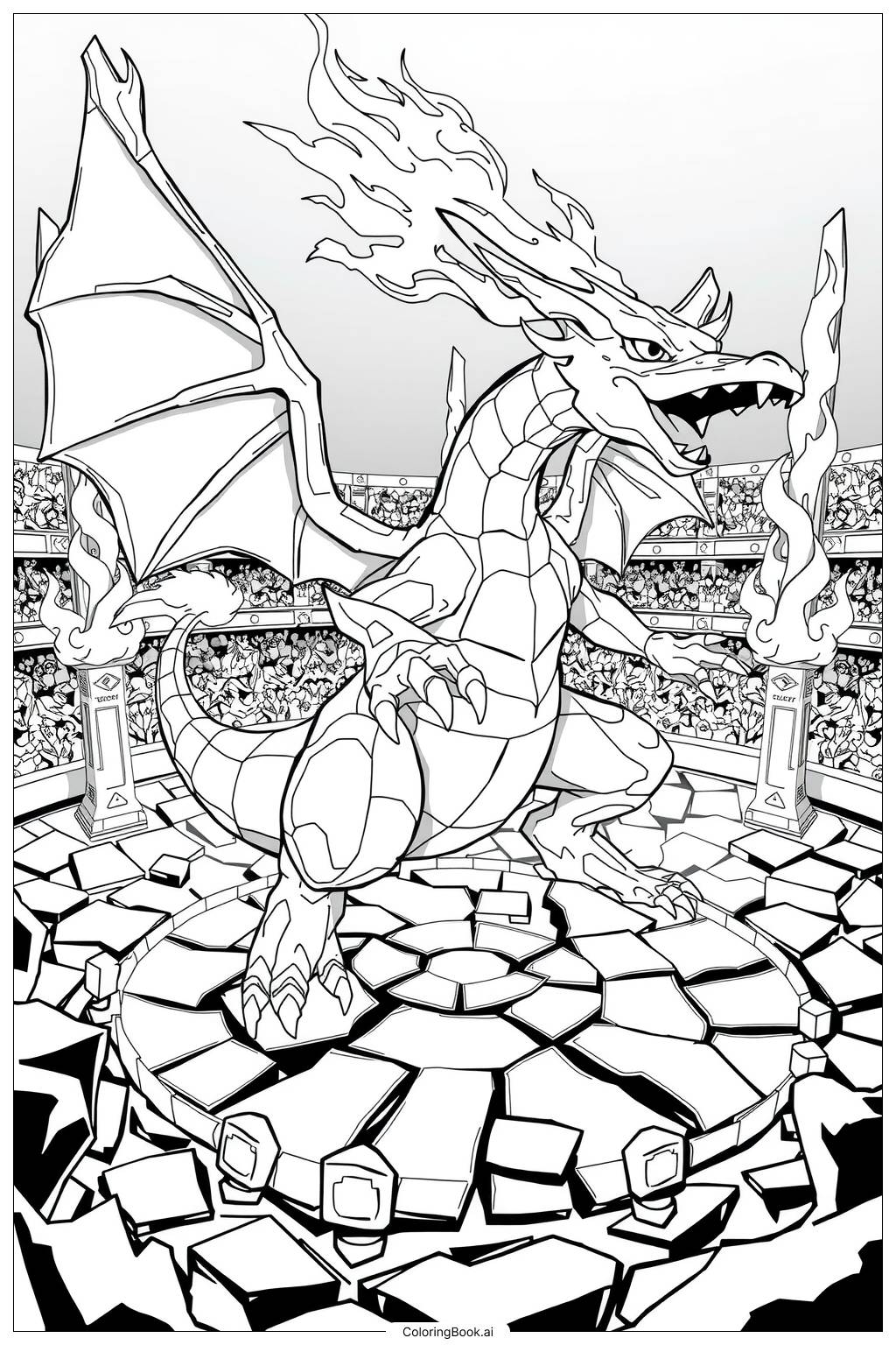 Gigantamax Charizard In A Fiery Arena 2 Coloring Page Free PDF PNG Printable Gigantamax Charizard In A Fiery Arena 2 Coloring Page Free PDF PNG Printable